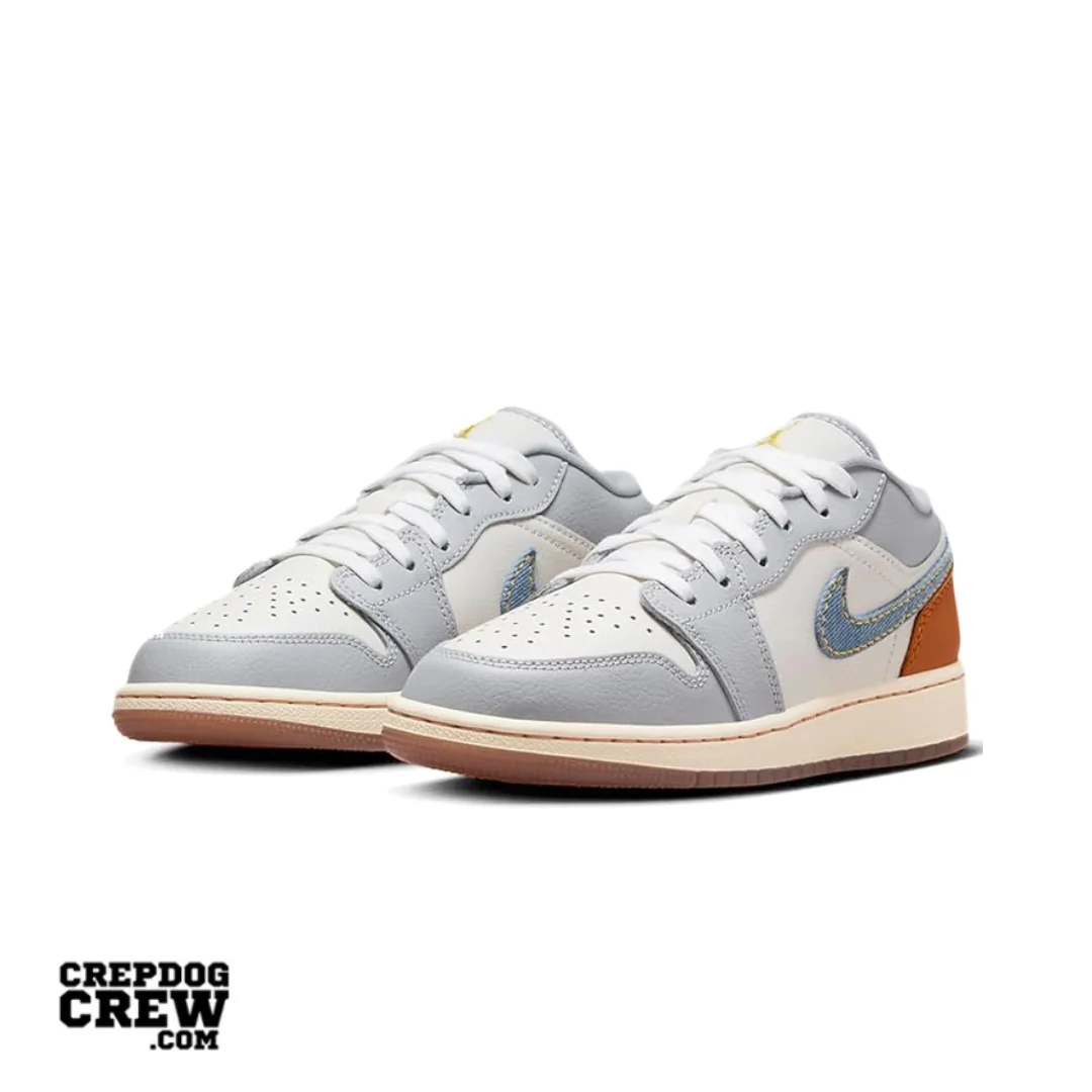 Jordan 1 Low SE Phantom repaired denim swoosh (GS) - Image 2