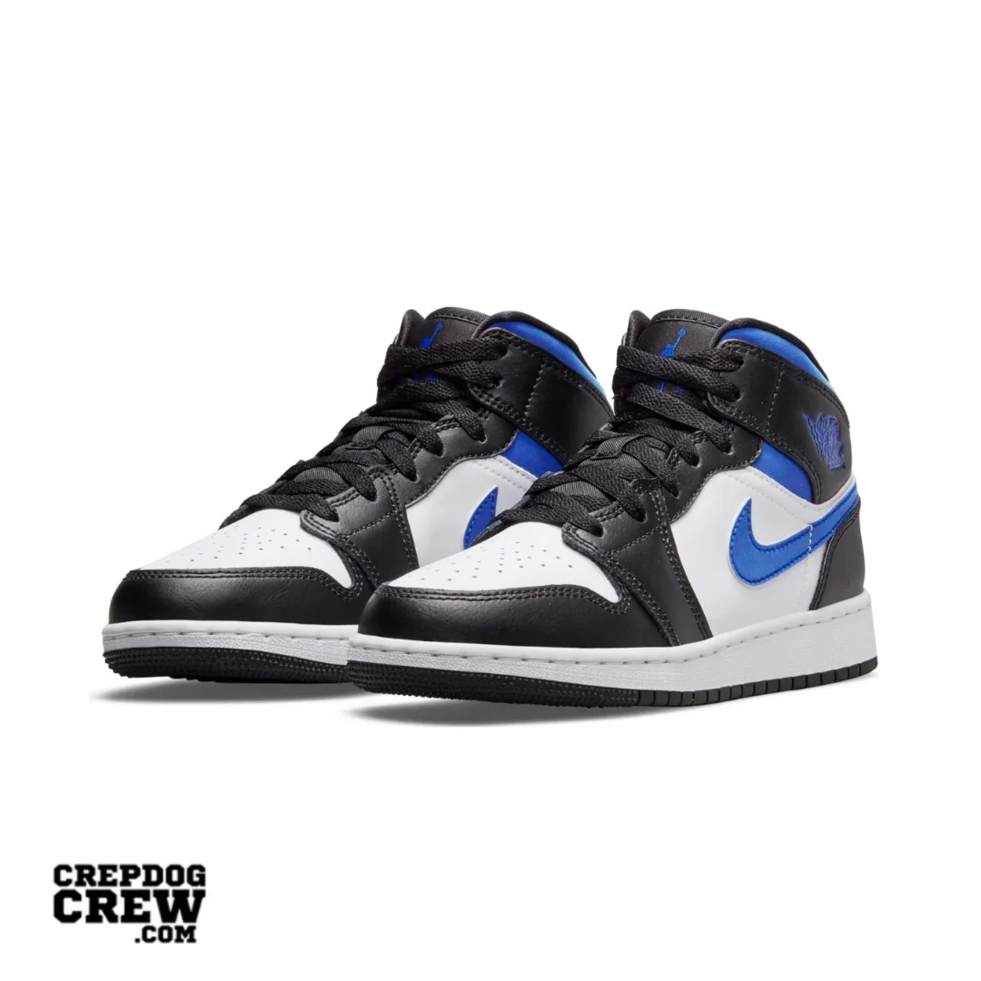 Jordan 1 Mid White Black Racer Blue (GS) - Image 2