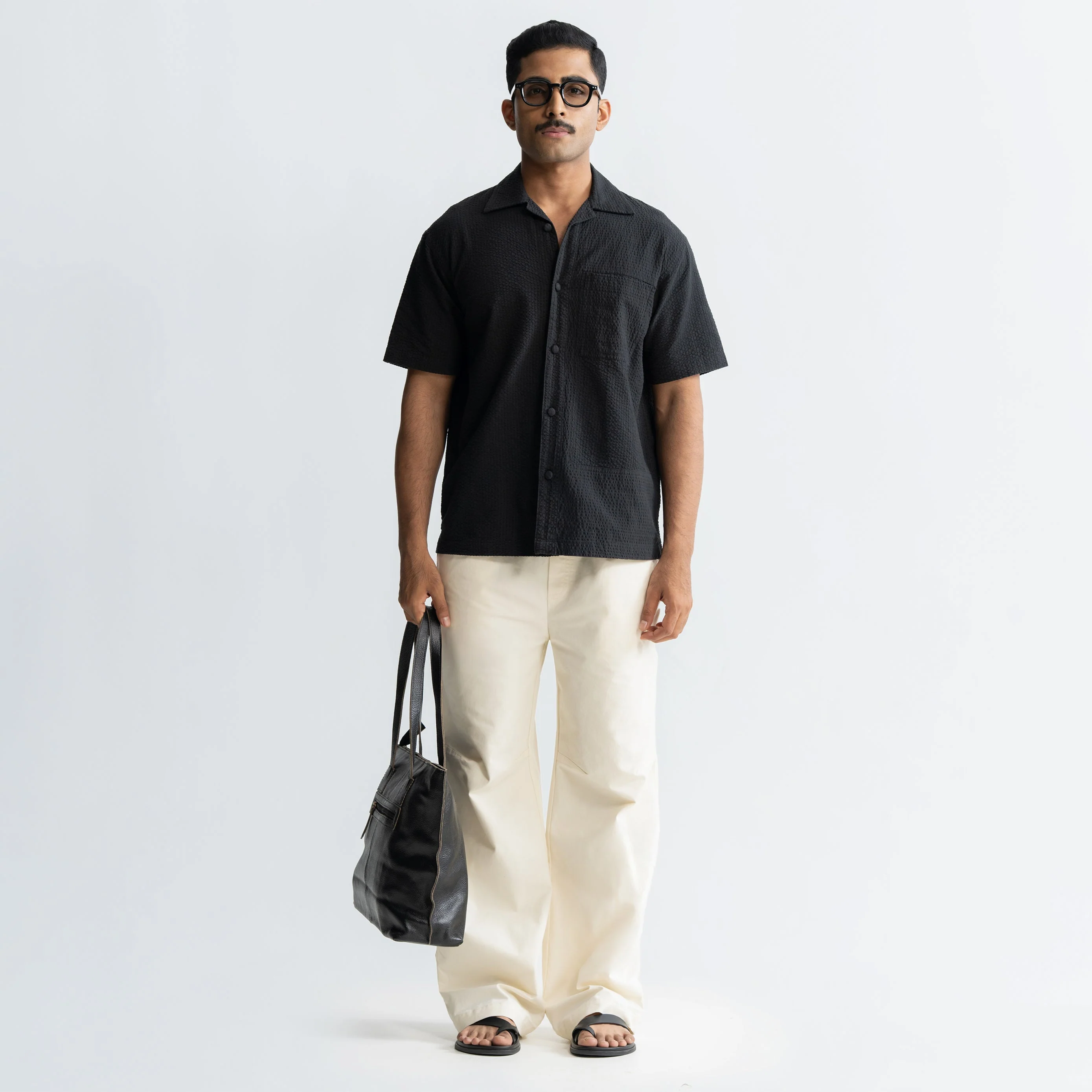KNEE DART COTTON PANTS - CREAM - Image 2