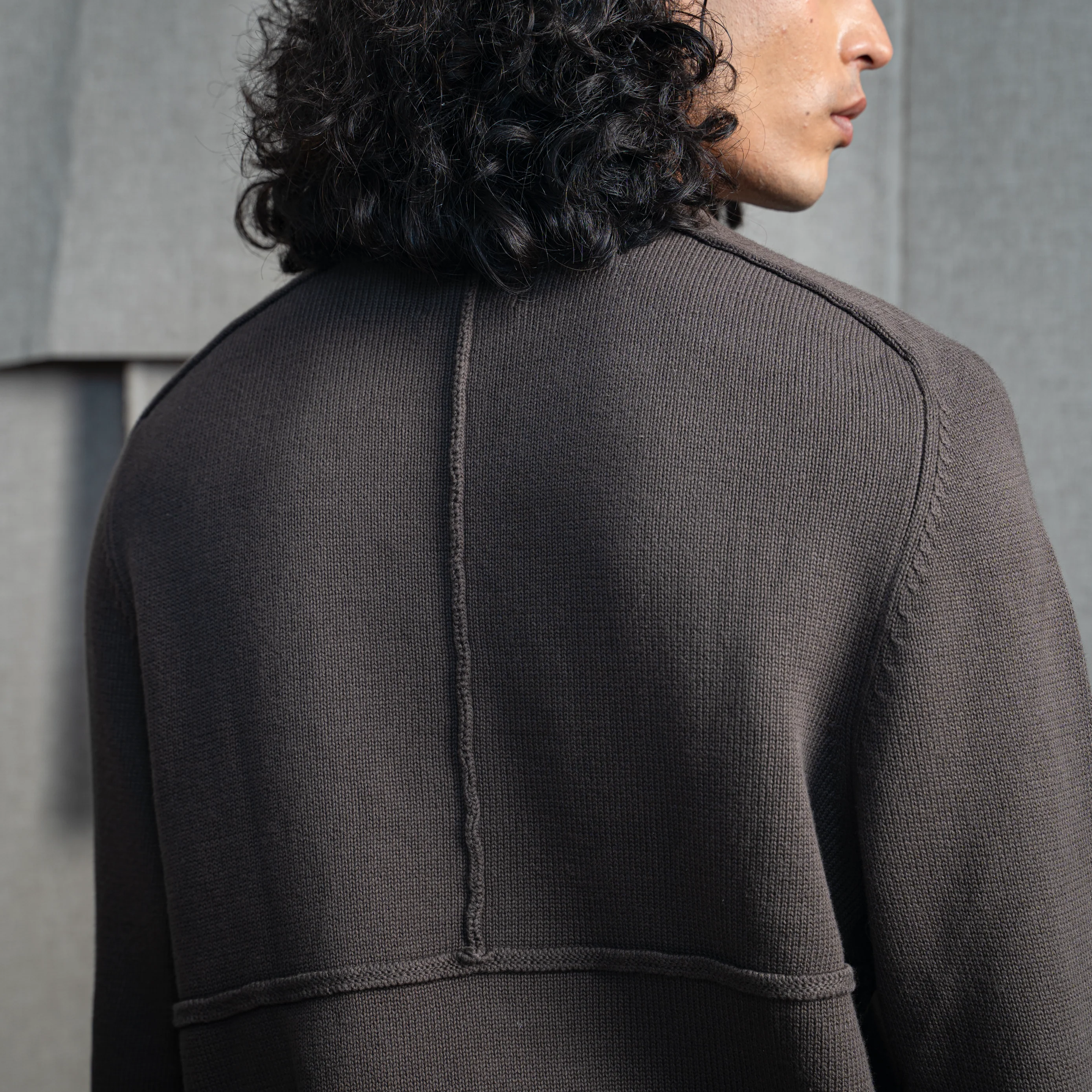 KNITTED CREW NECK JUMPER - ASH WOOD - Image 4