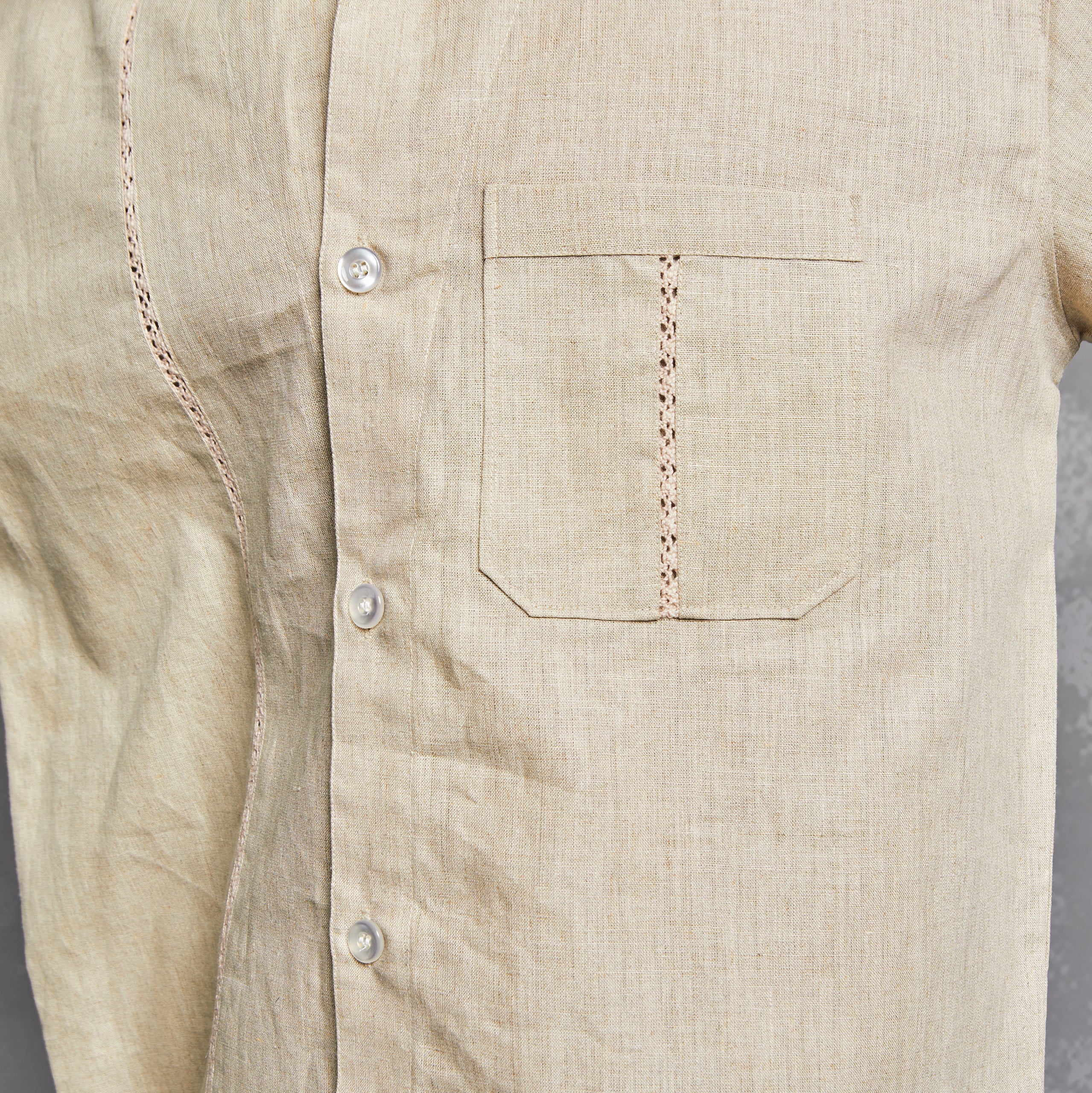 LACED UP LINEN SHIRT - DUSTY BONE - Image 4