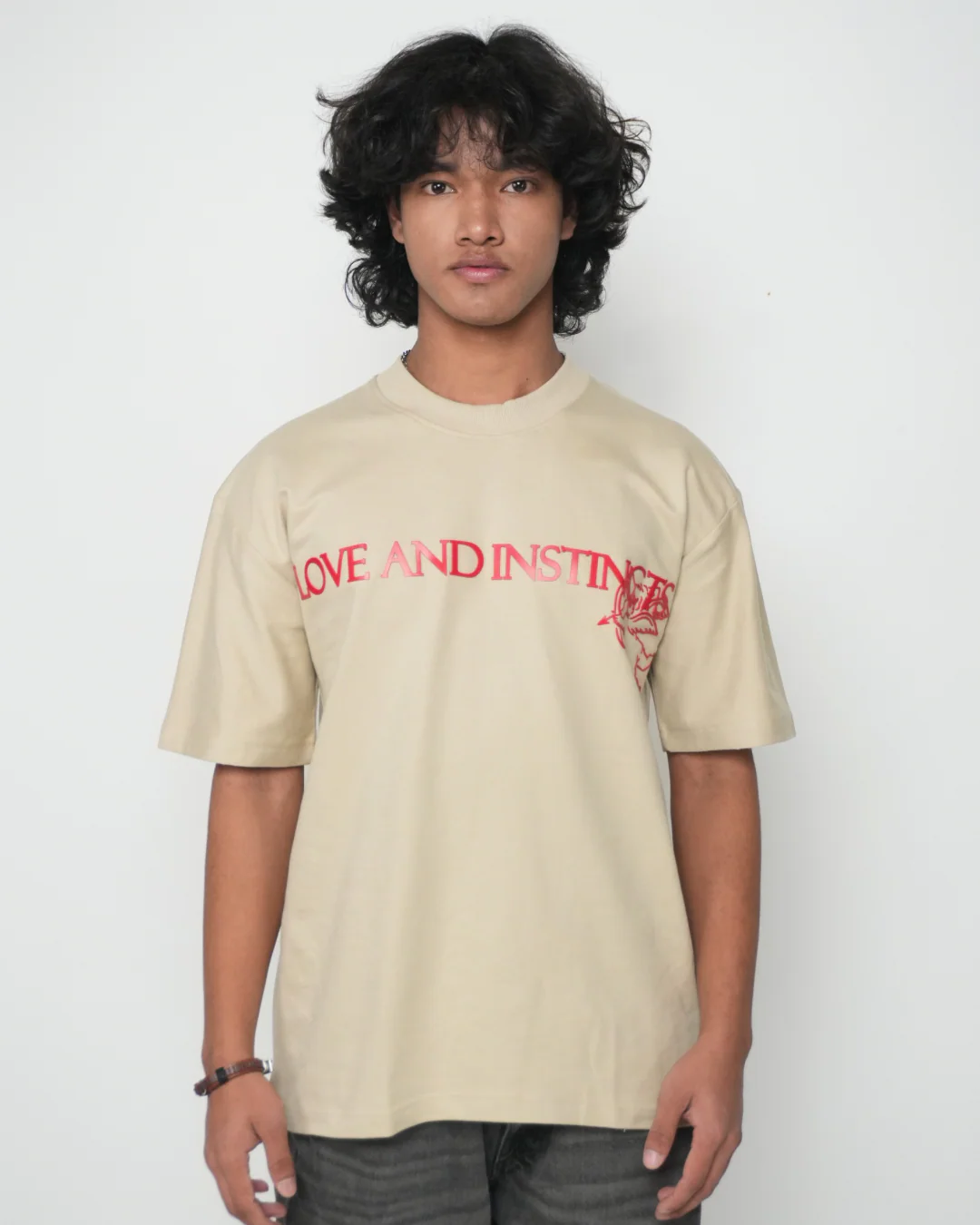 Love and Instincts Oversized T-Shirt  - (Sand) - Image 3