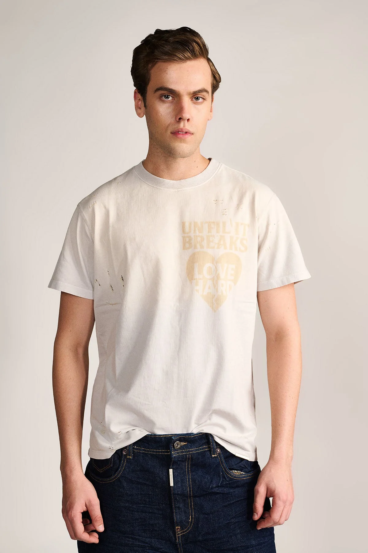 Love Hard Vintage Tee- Dust Grey - Image 2