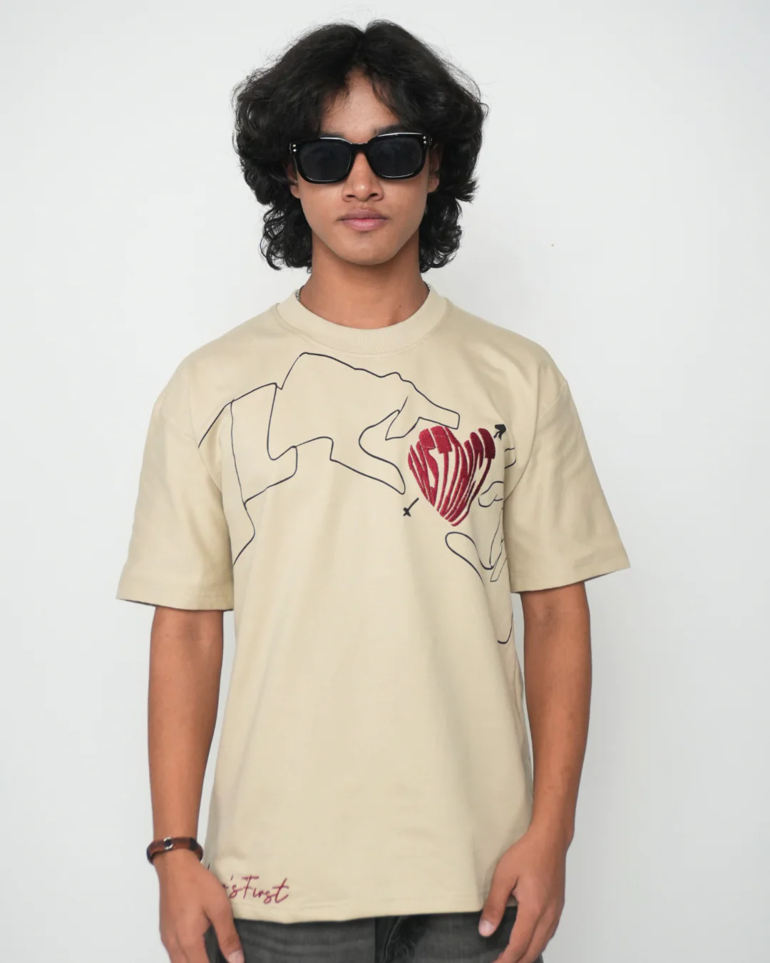 Lover's First - Oversized T-shirt (Sand) - Image 2