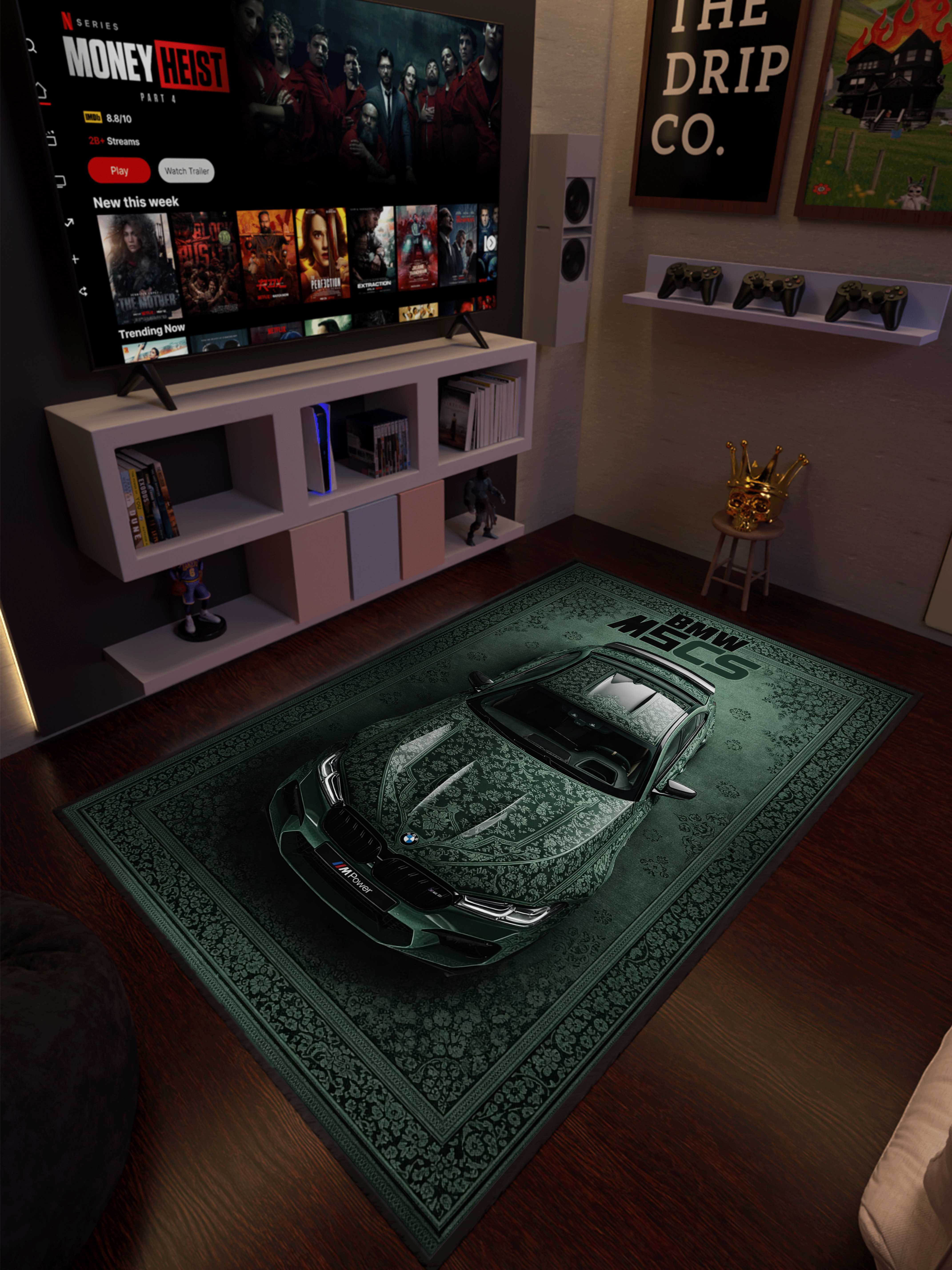 M Speed green traditional design Washable Custom Rug - Image 2