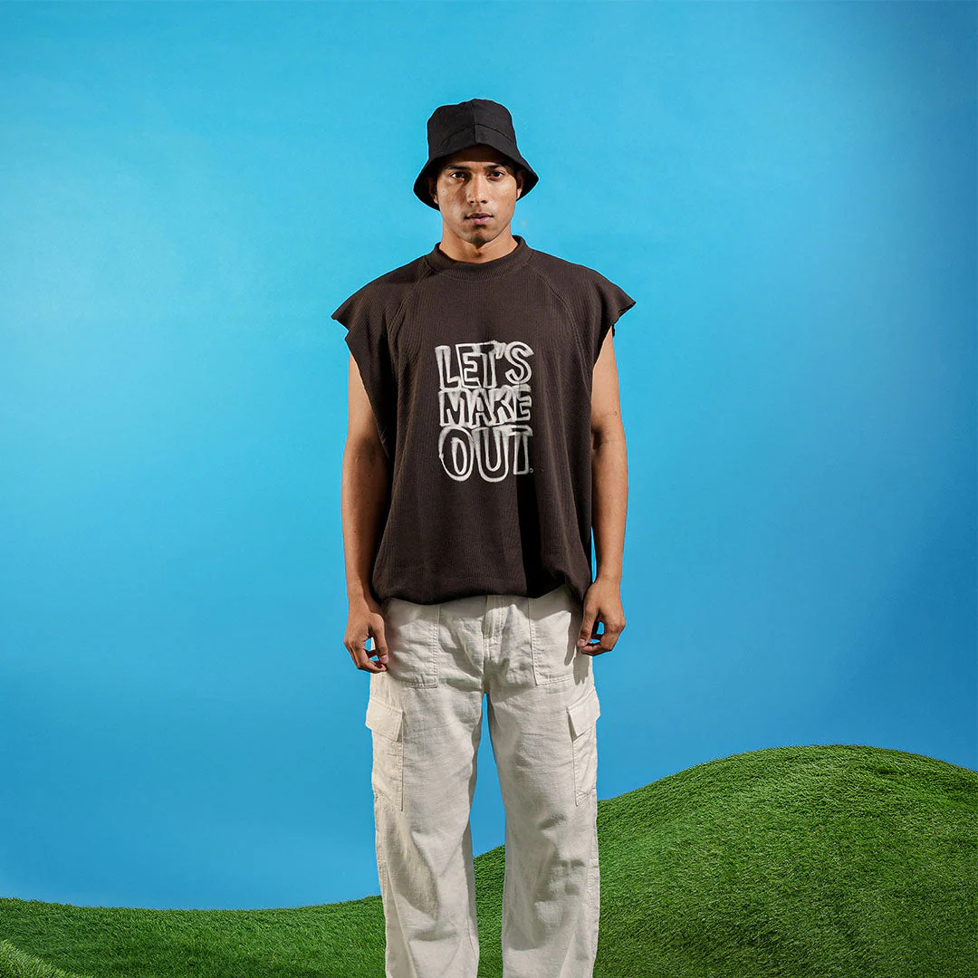 Makeout Brown Sleeveless T Shirt - Image 2