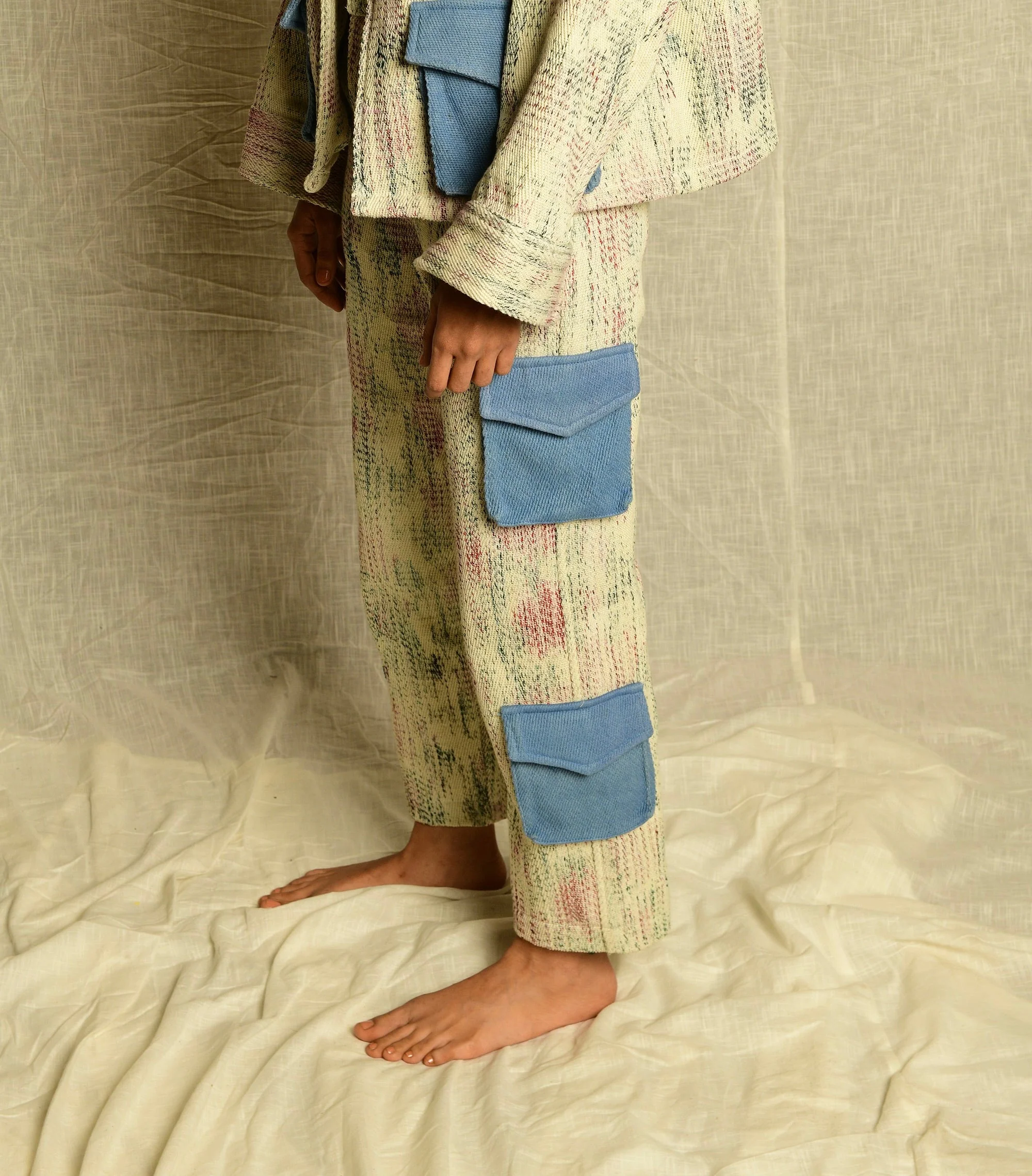 Manjot Singh in FARAK: Handwoven Warp-Printed Pants - Image 3