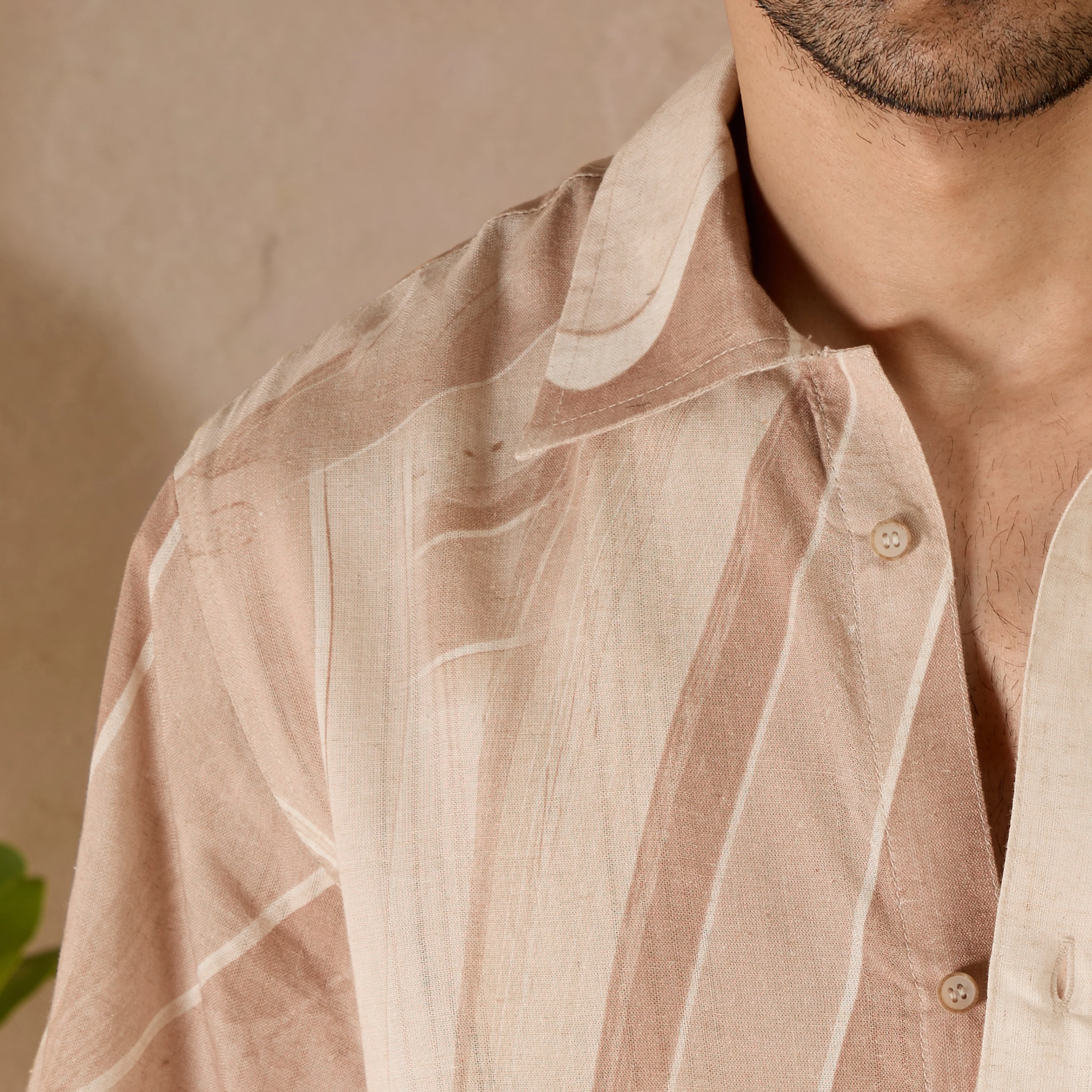 MARBLE PRINT LINEN SHIRT - DUSTY PINK - Image 6
