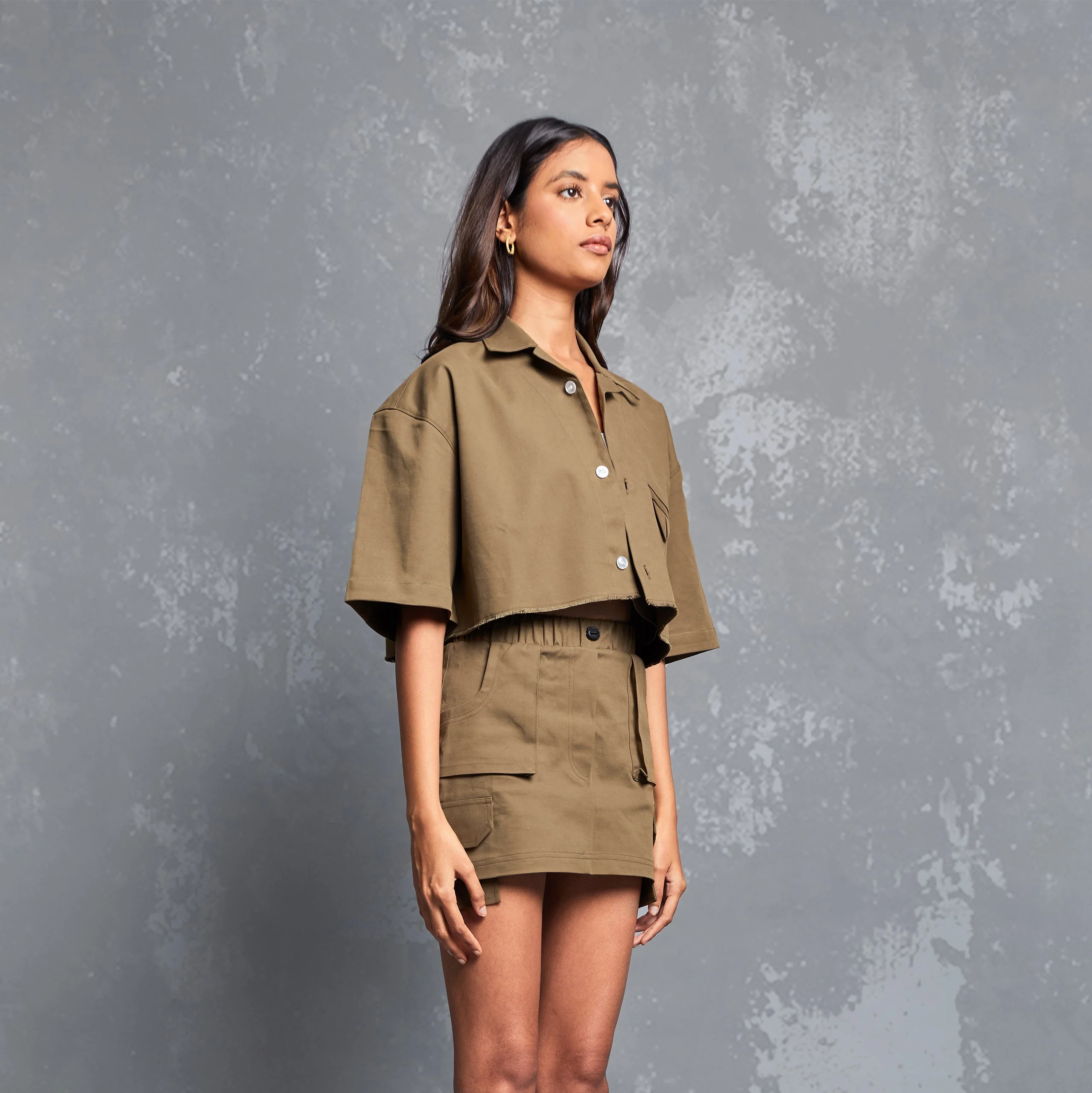 MINI CARGO SKIRT - KHAKI - Image 3