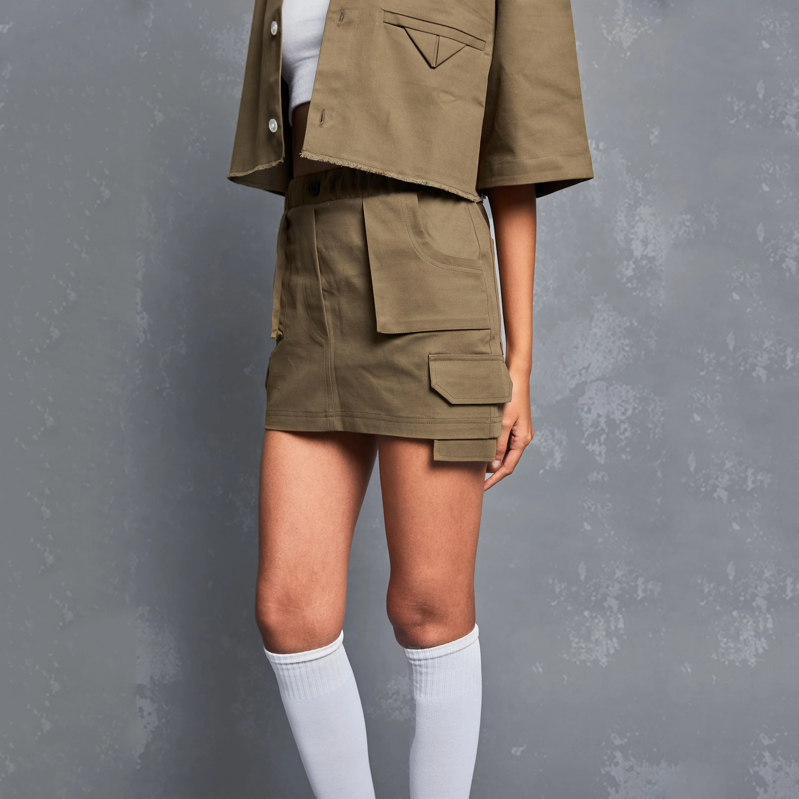 MINI CARGO SKIRT - KHAKI - Image 4