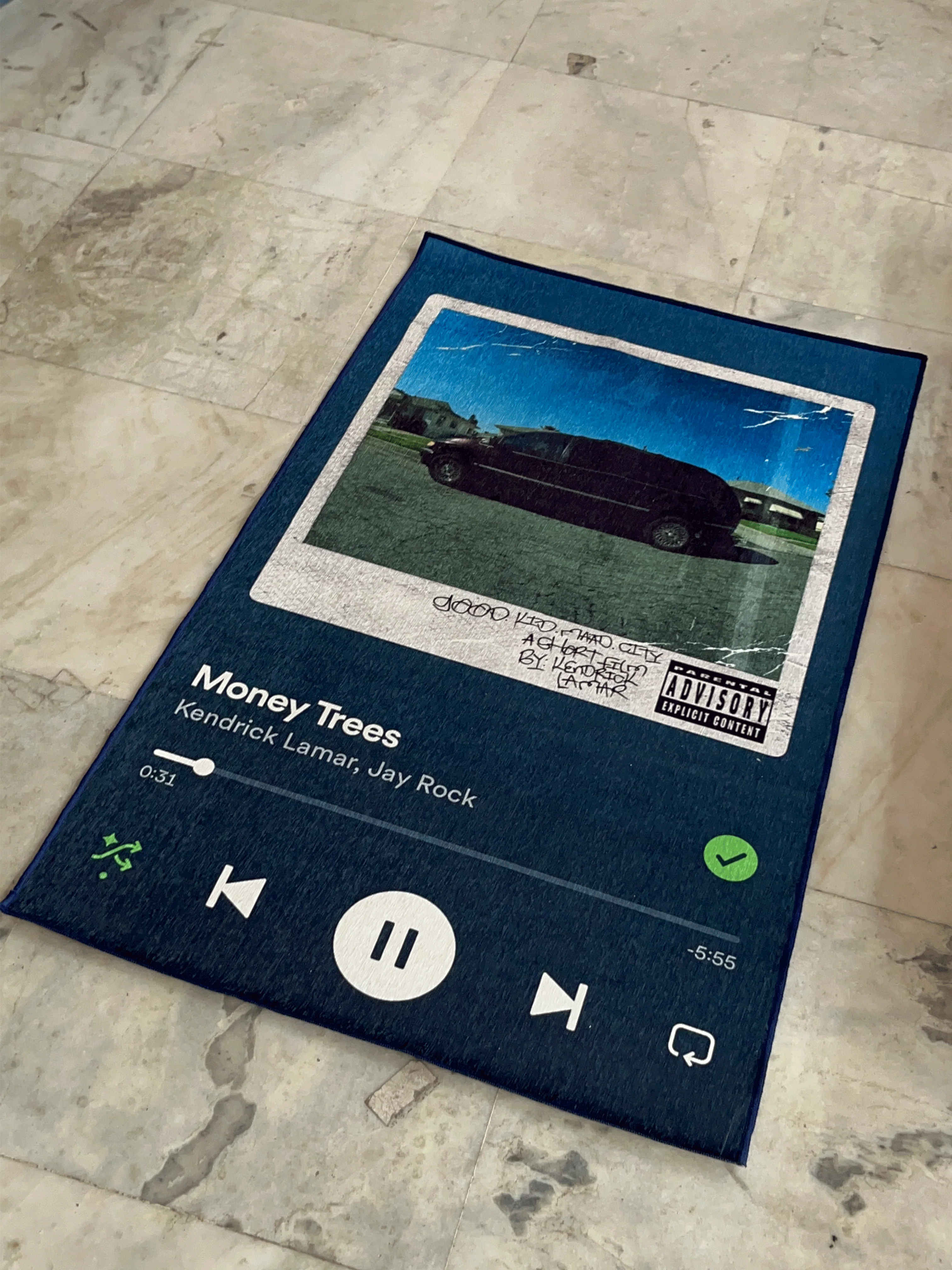 Money Trees Music Album Cover Printed Washable Custom Rug - Image 2