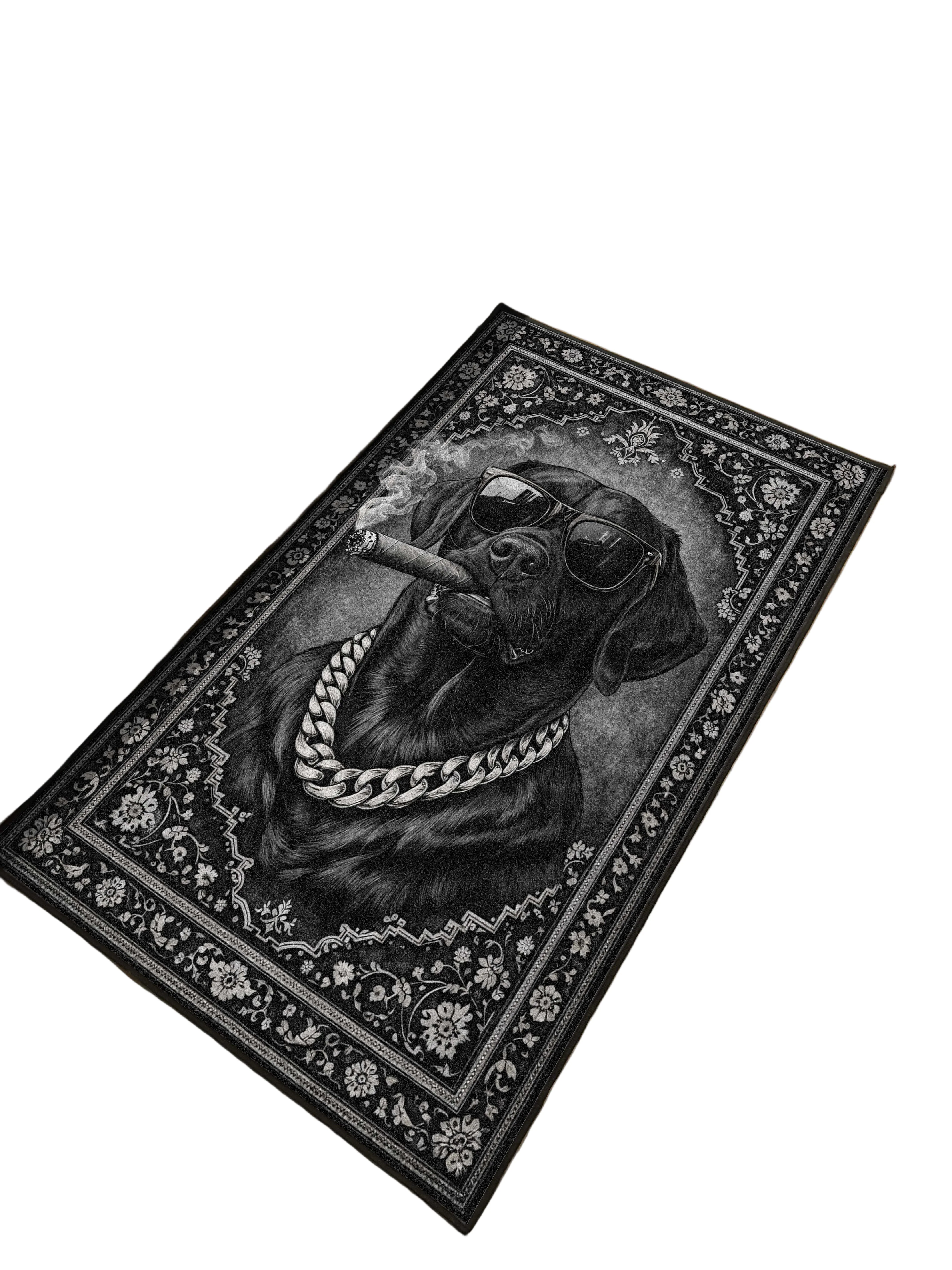 Monochromatic Smoking Dog Traditional Washable Custom Rug