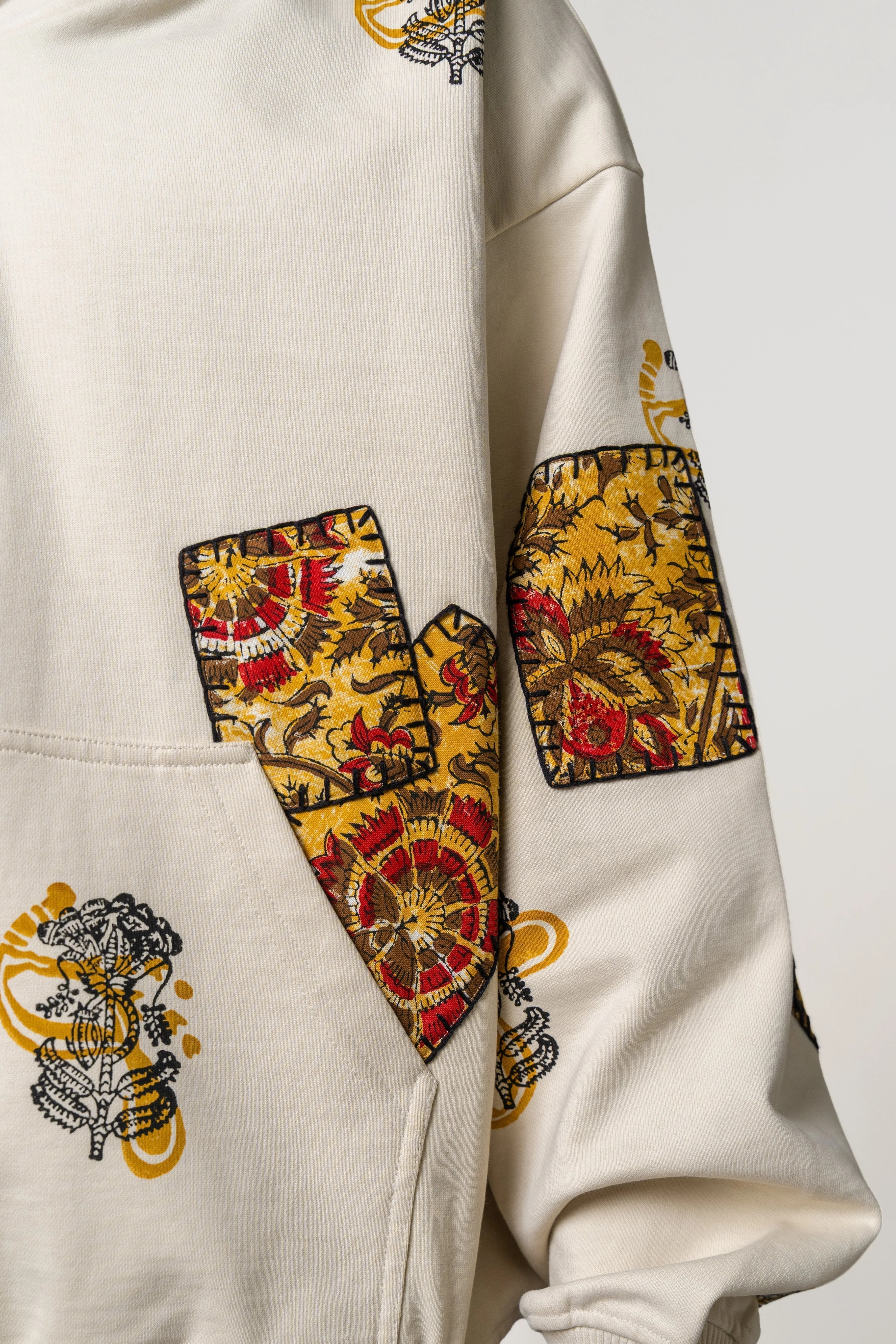 Mustard Blockprinted Hoodie - Image 6