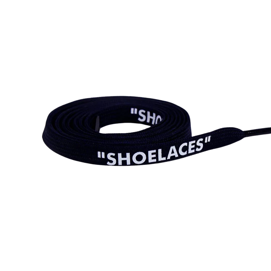 Navy Blue Off-White Style “SHOELACES” for Sneakers – Premium Flat Laces by KNOTTY