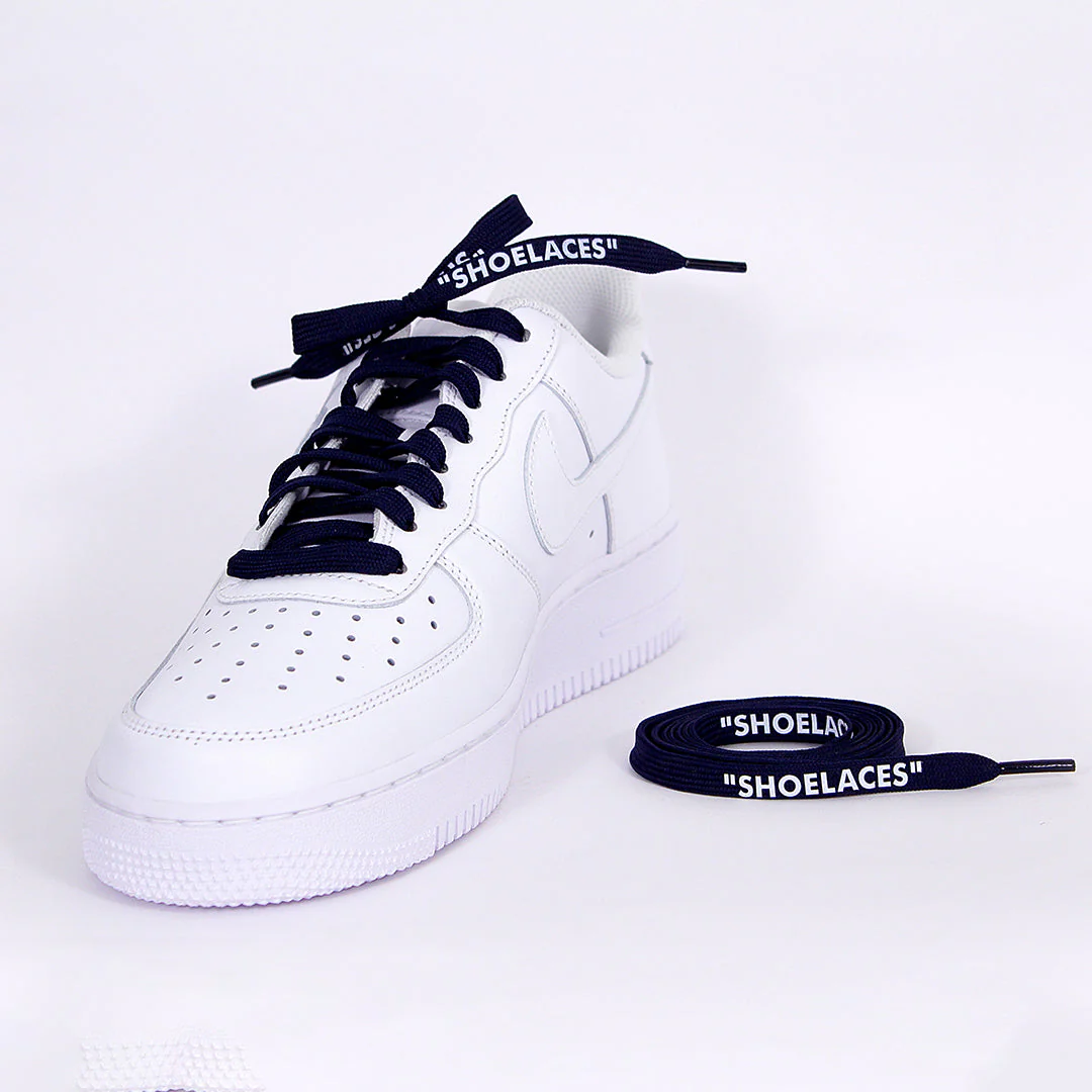 Navy Blue Off-White Style “SHOELACES” for Sneakers – Premium Flat Laces by KNOTTY - Image 2