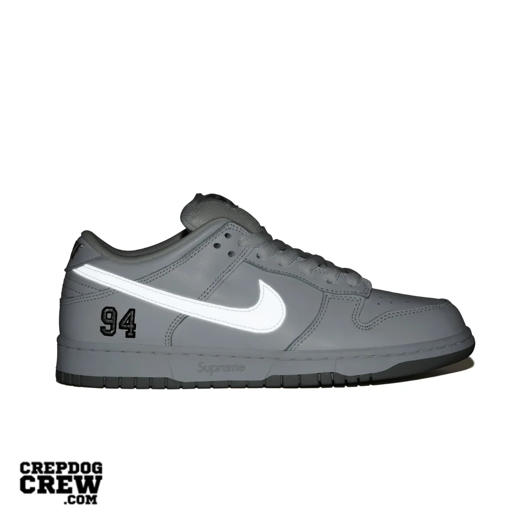 Nike SB Dunk Low Supreme 94 White Metallic Silver (REFLECTIVE) - Image 3