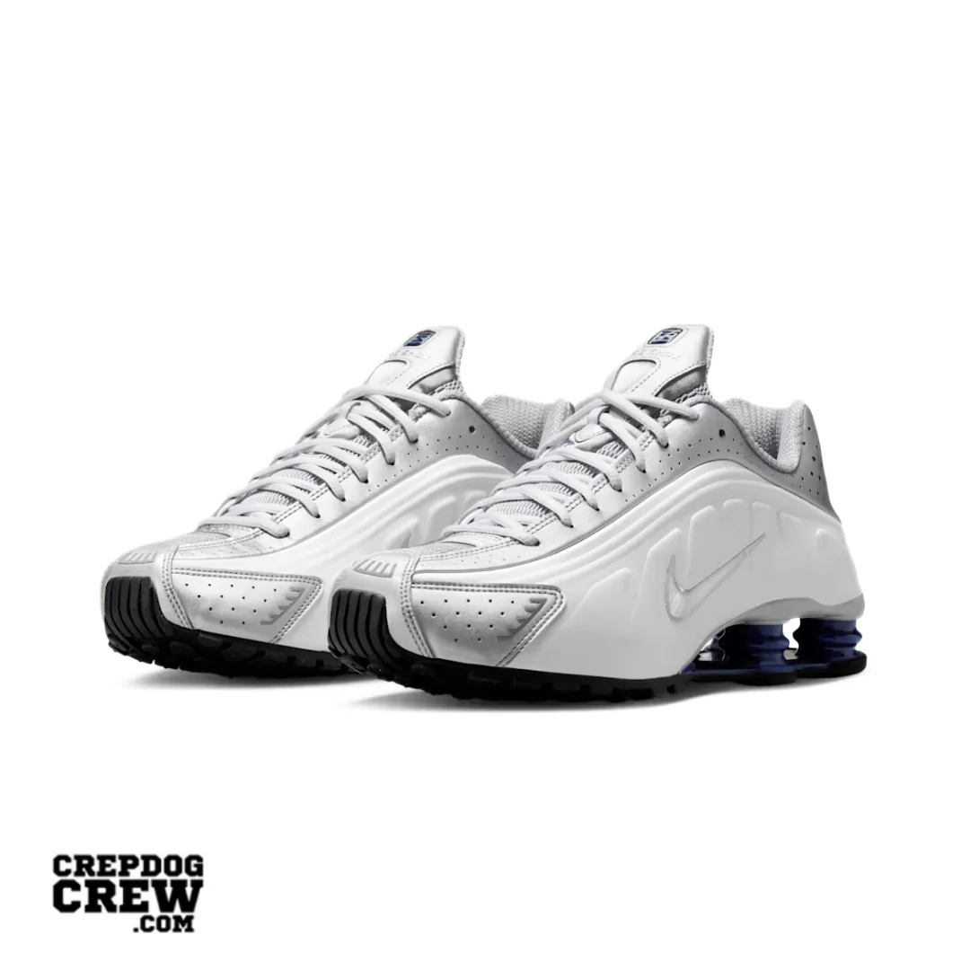 Nike Shox R4 Metallic Silver Deep Royal Blue - Image 2
