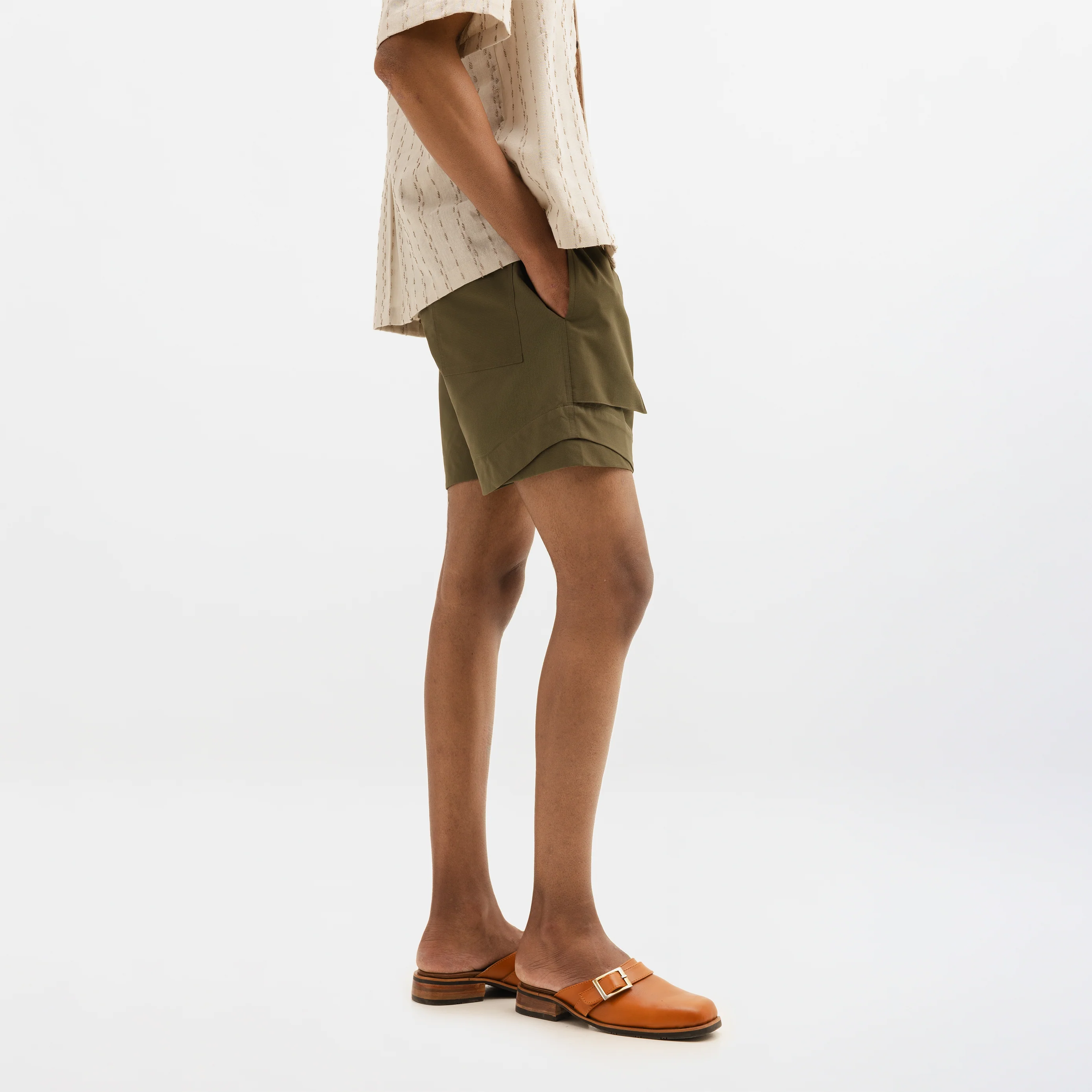 NYLON SHORTS- OLIVE - Image 2