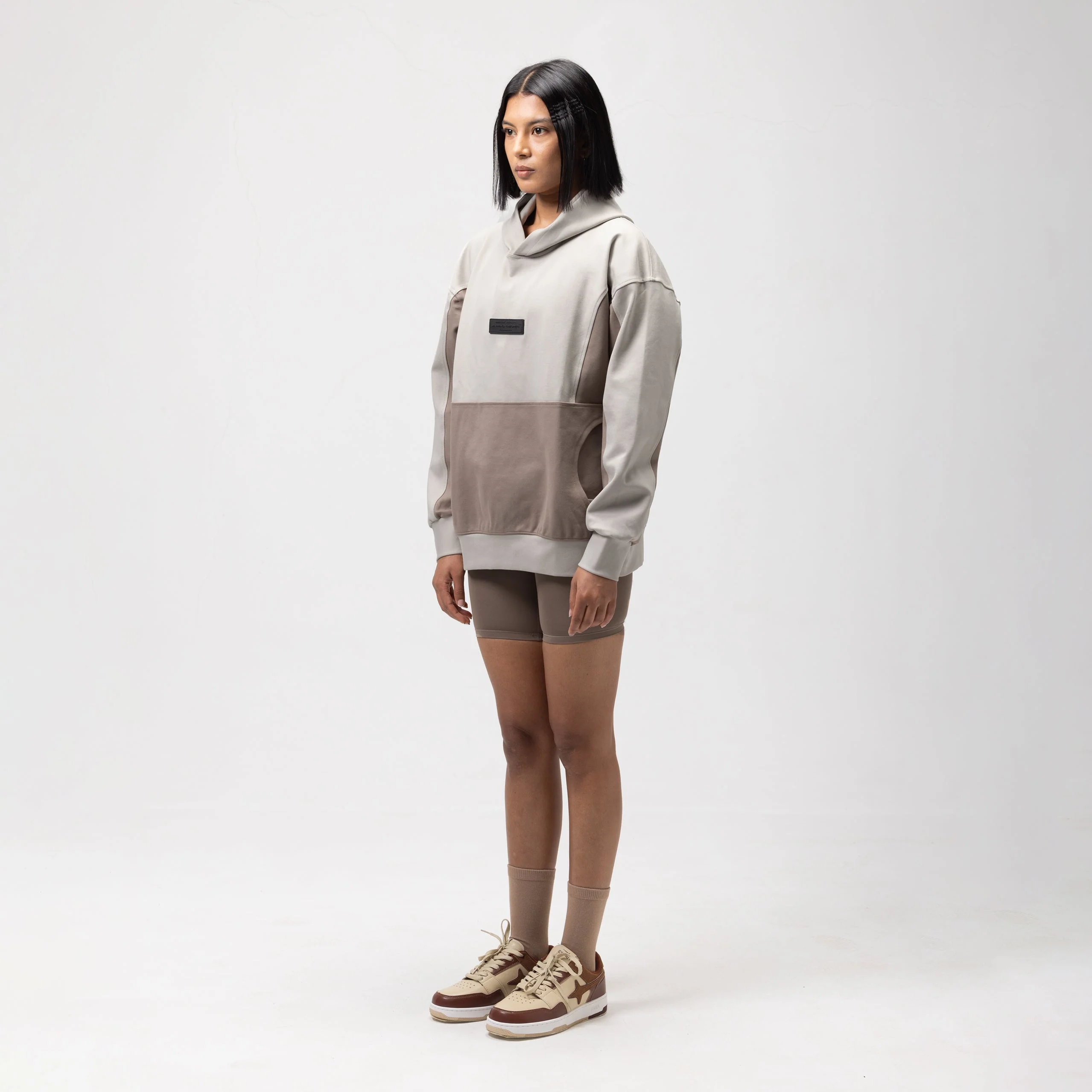 OBLIQUE COLOR BLOCK HOODIE - COOKIES AND CREAM -2 - Image 3