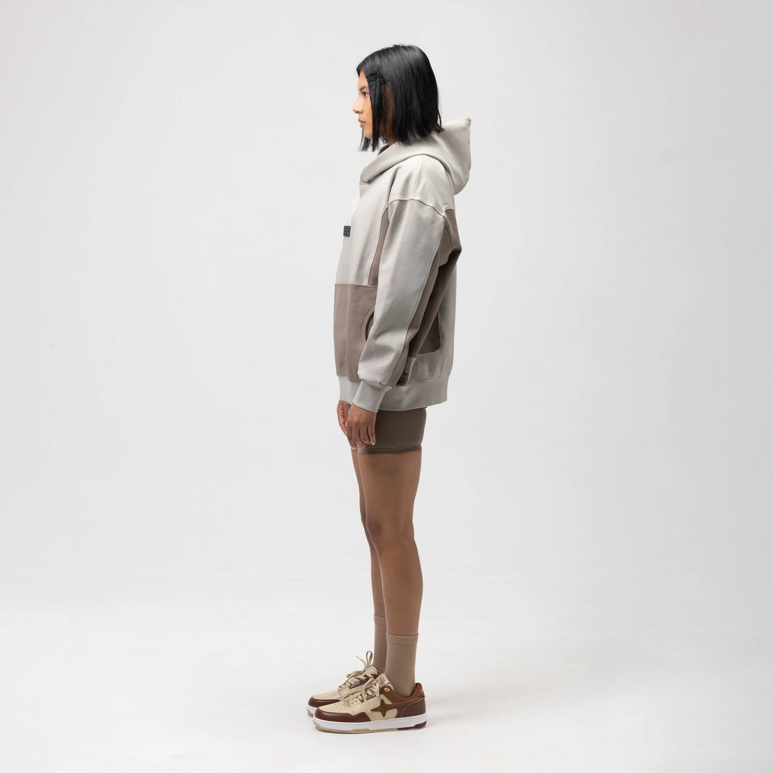 OBLIQUE COLOR BLOCK HOODIE - COOKIES AND CREAM -2 - Image 5