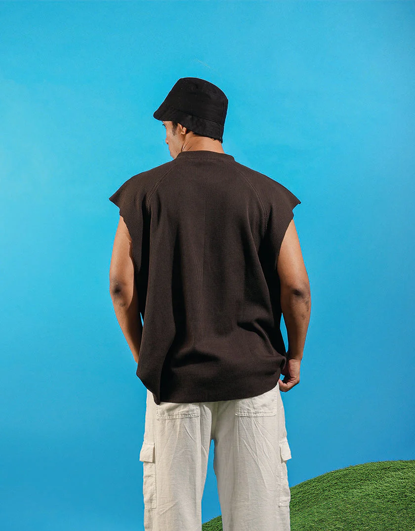 ODD ASAP Makeout Brown Sleeveless T Shirt - Image 4