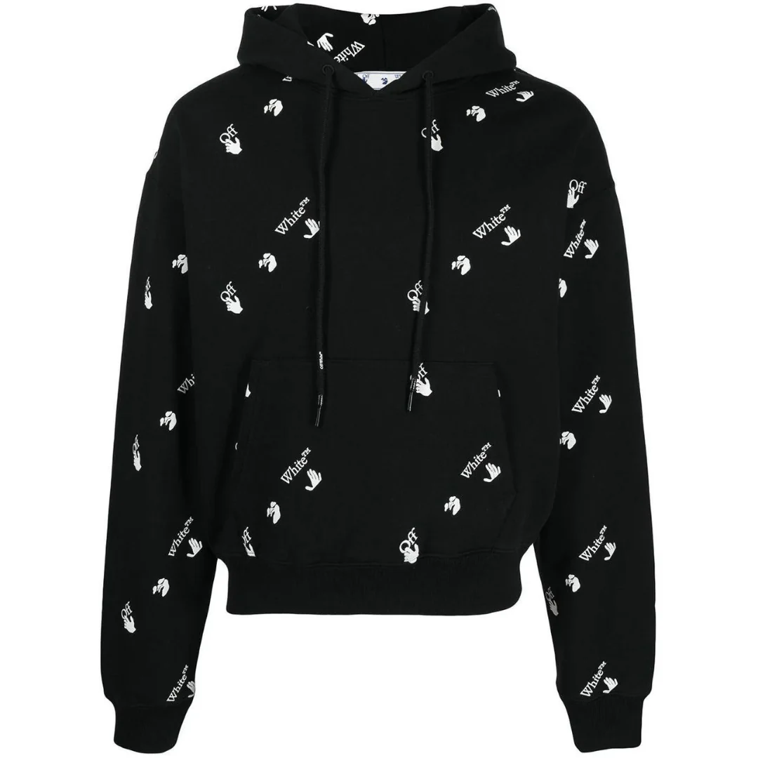 OFF WHITE MONOGRAM OVER LOGO HOODIE BLACK
