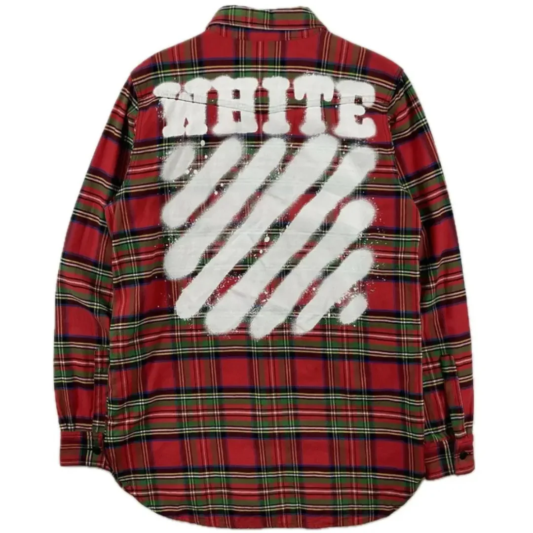 OFF WHITE SPRAY PAINT FLANNEL SHIRT RED - Image 2