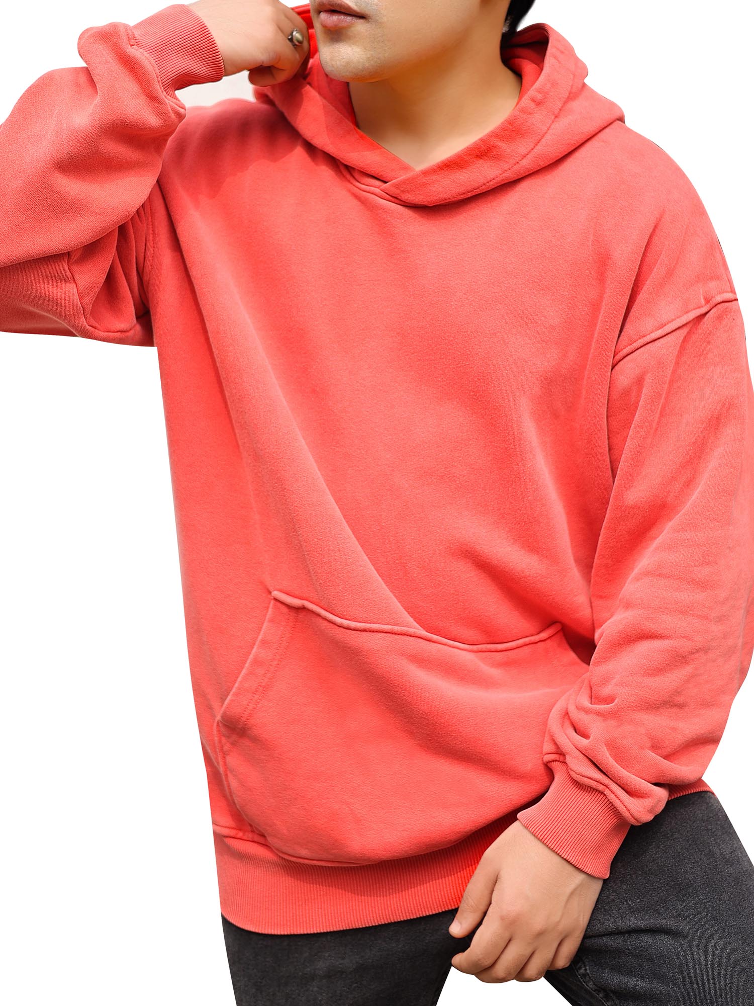 OVERDYED HEAVY WEIGHT HOODIE (BRIGHT SCARLET) - Image 9
