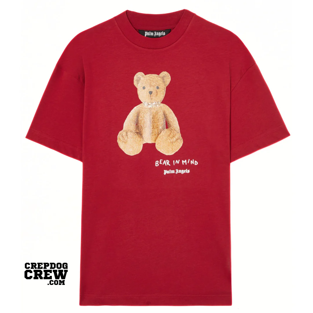 PALM ANGELS BEAR IN MIND REG TEE RED BROWN