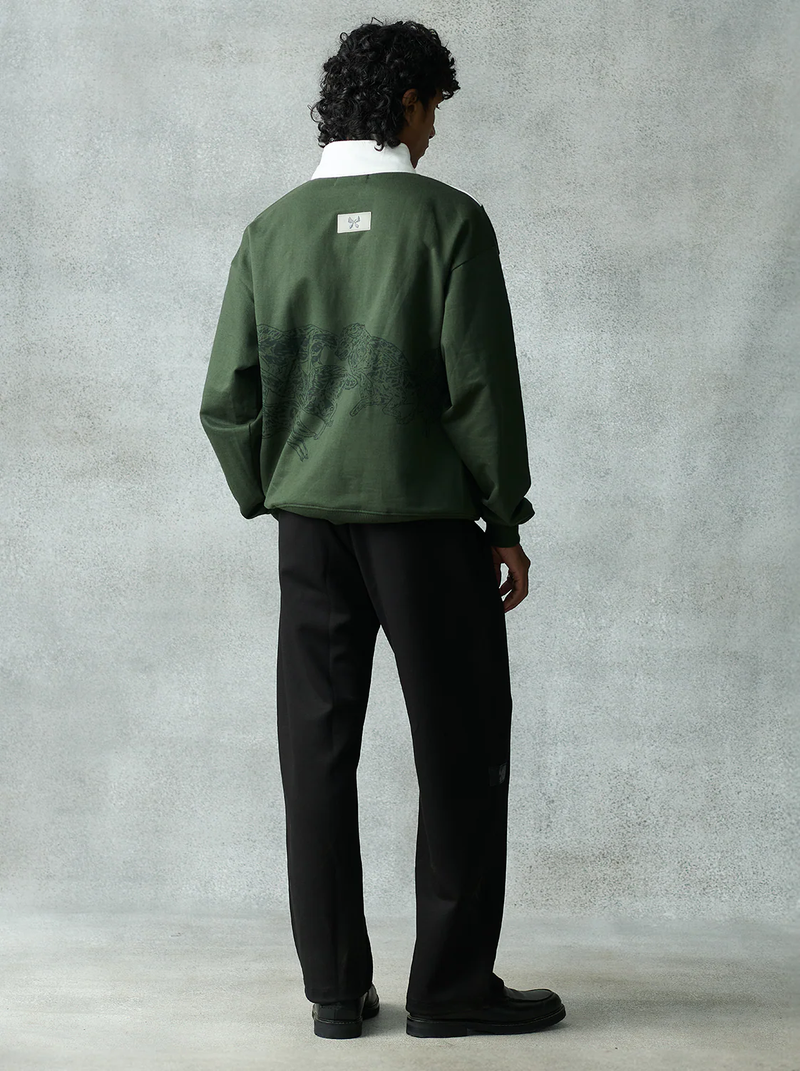 Patchwork Sweatshirt - Forest Green - Image 3