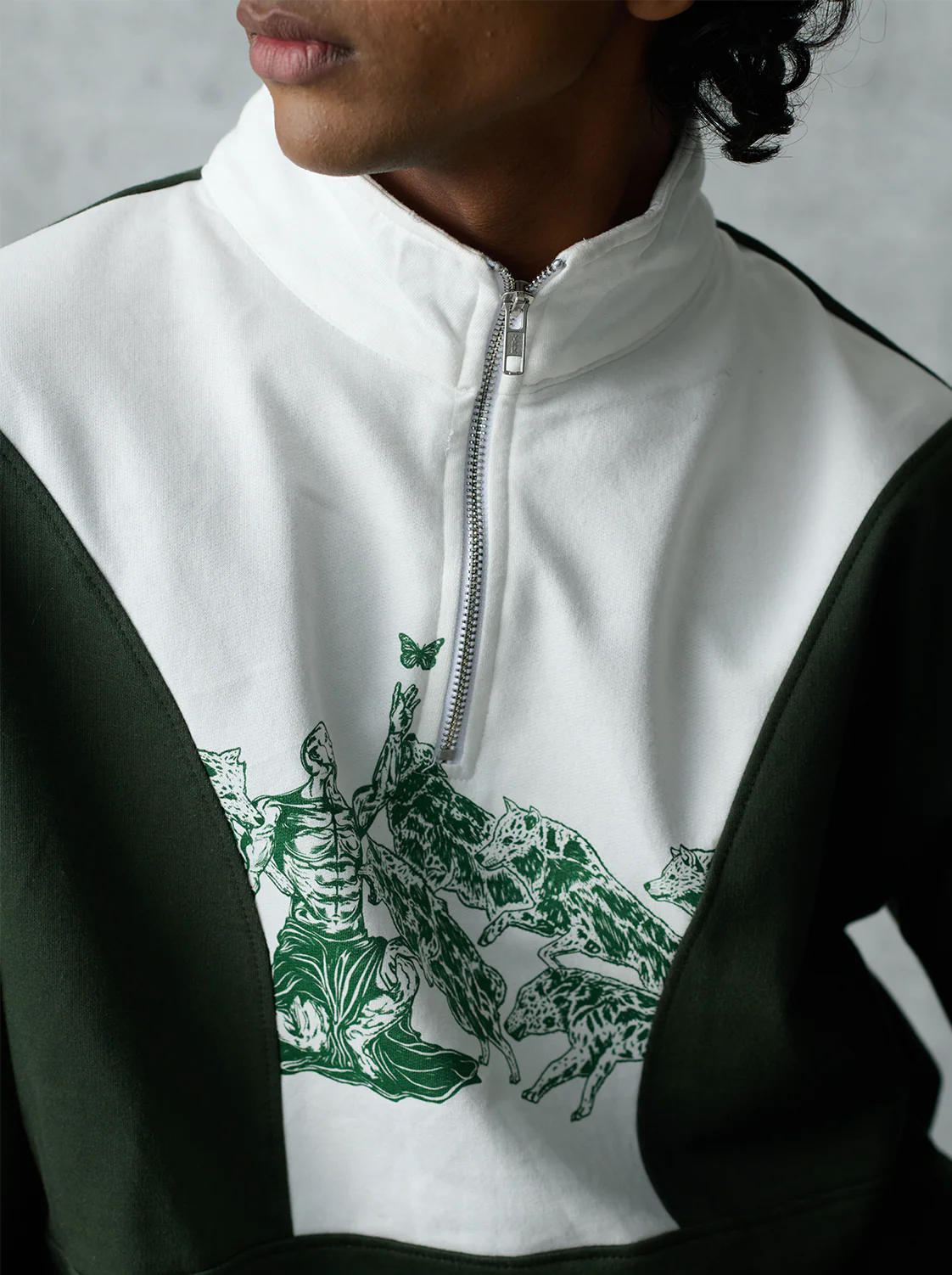 Patchwork Sweatshirt - Forest Green - Image 5