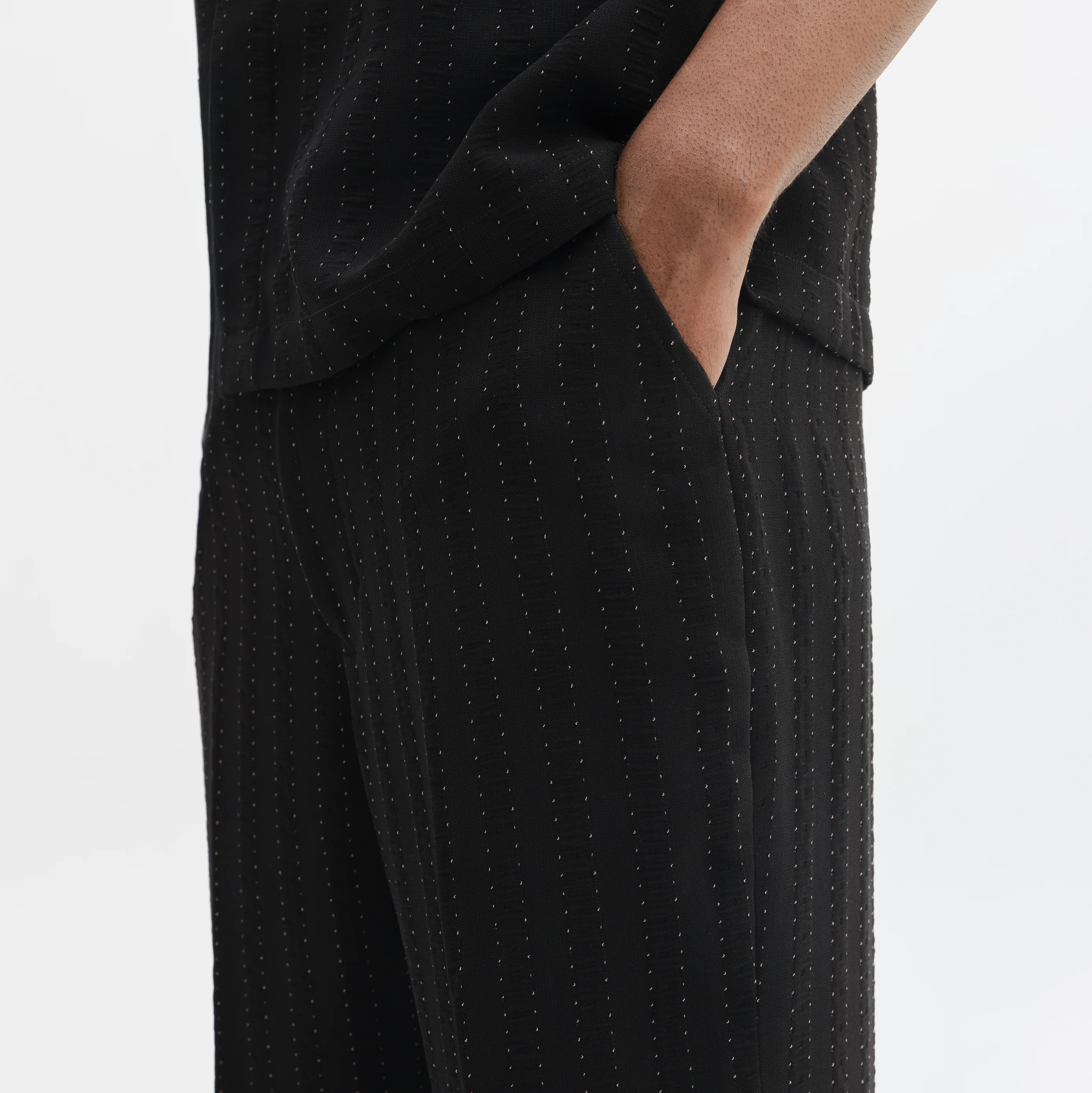 PINSTRIPE YAMAZAKI PANTS- JET BLACK - Image 3