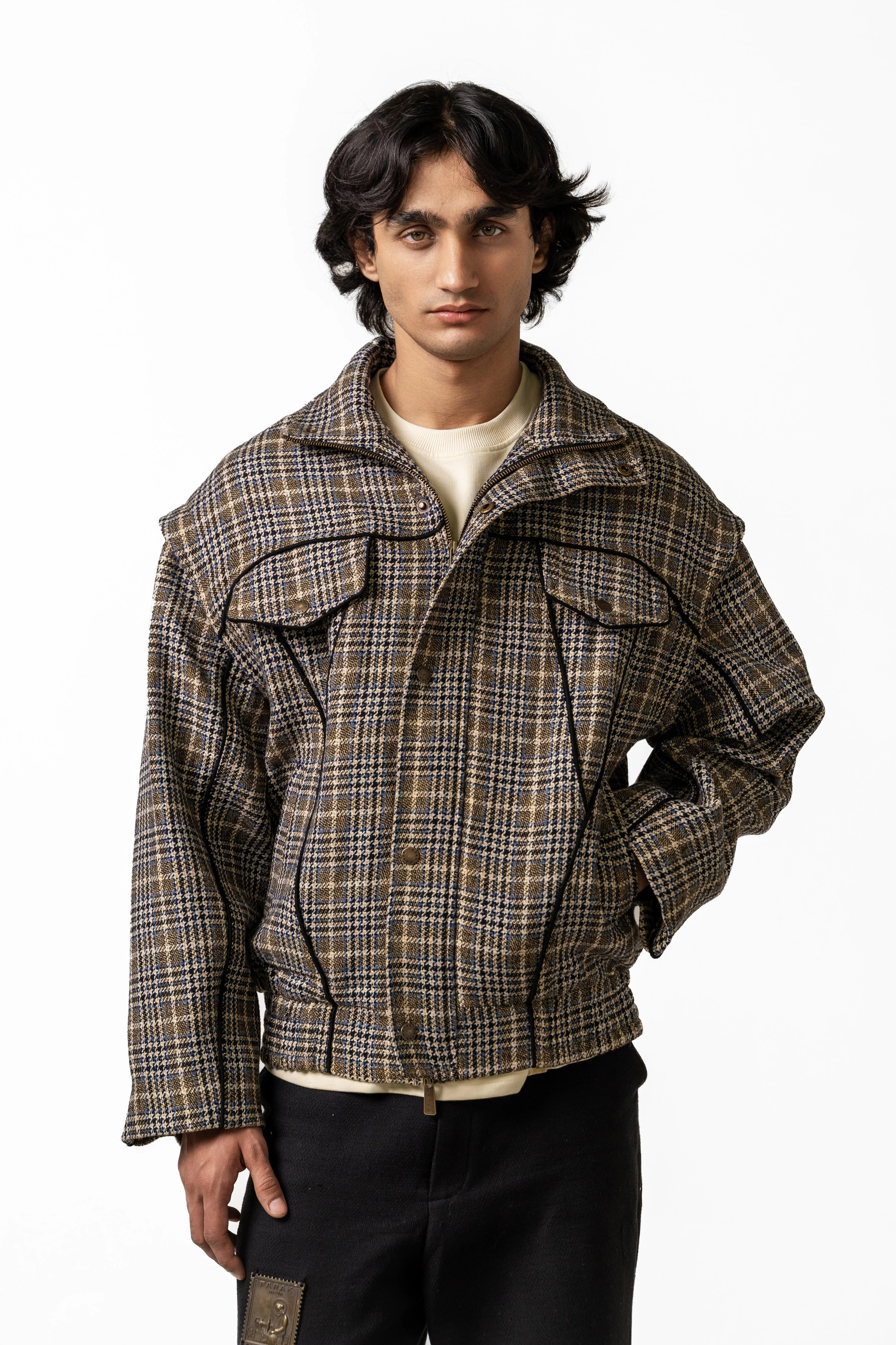 Plaid Bomber Jacket - Image 7