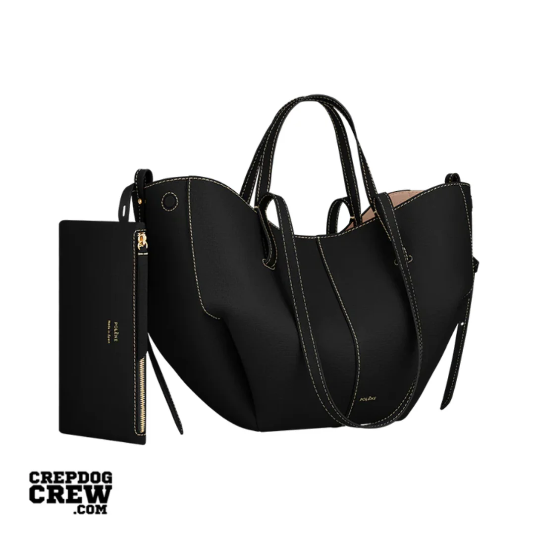 polene Cyme Mini Edition Textured Black with Ecru Stitching - Image 2