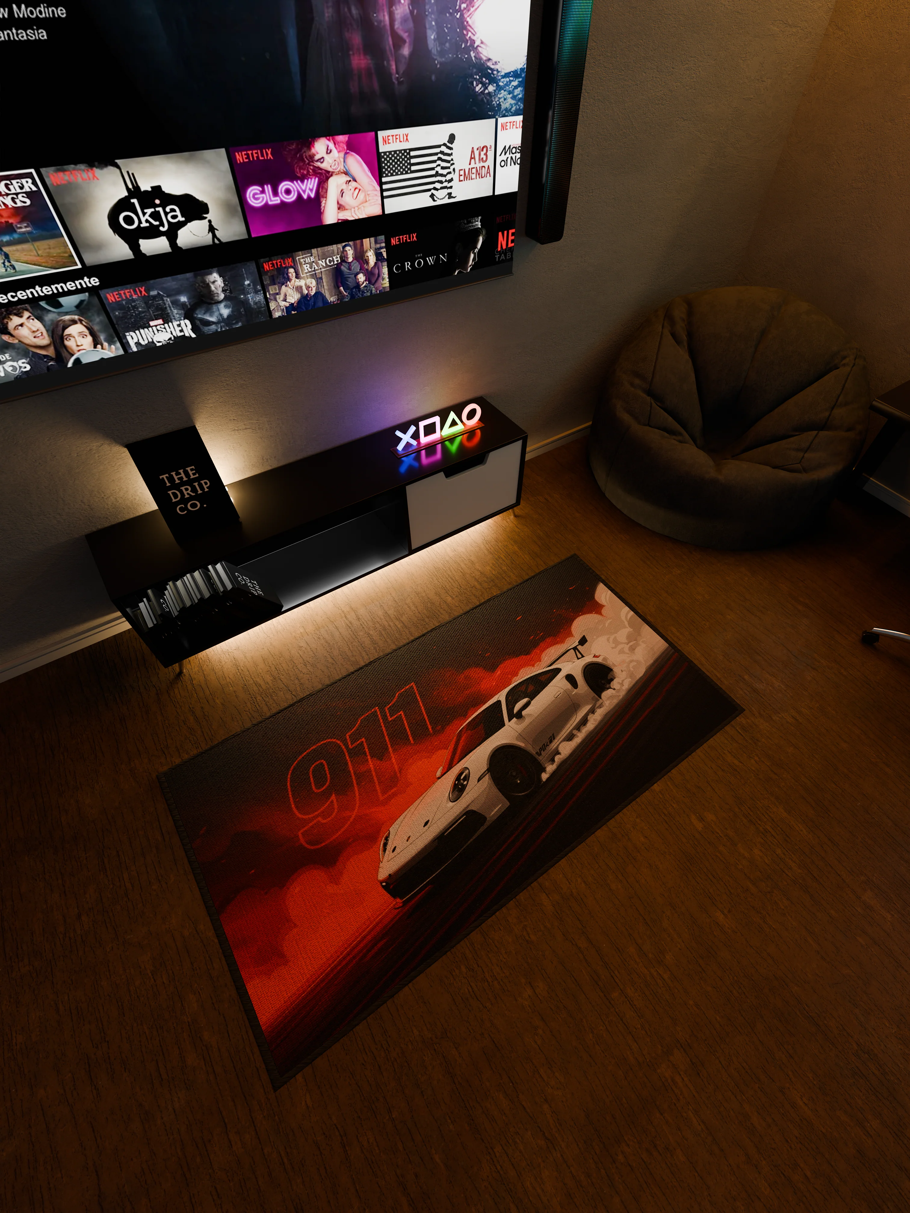 911 car Washable Custom Rug - Image 2