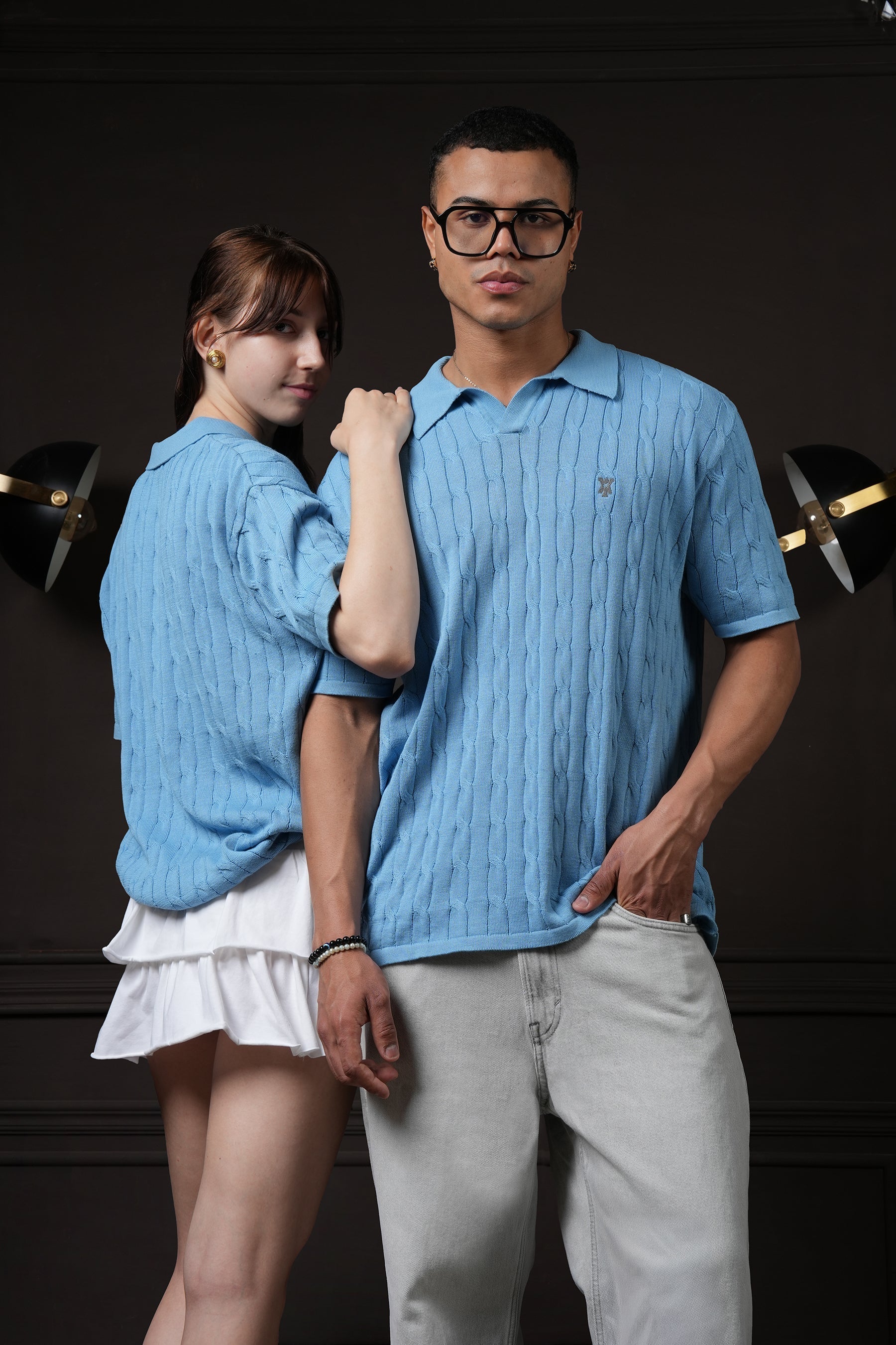 Pristine Cable Knit Polo - Cornflower Blue - Image 8