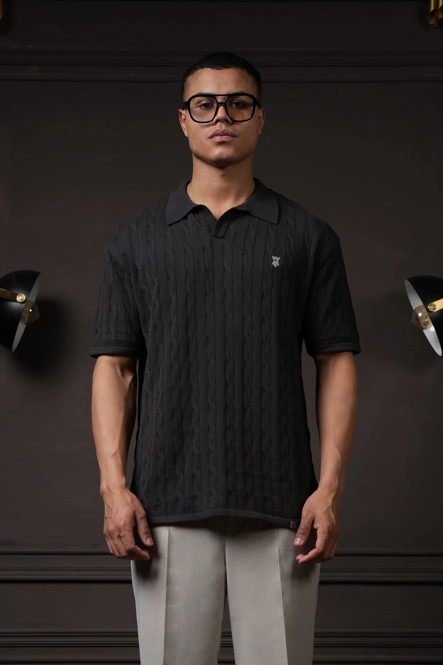 Pristine Cable Knit Polo - Shadow - Image 3