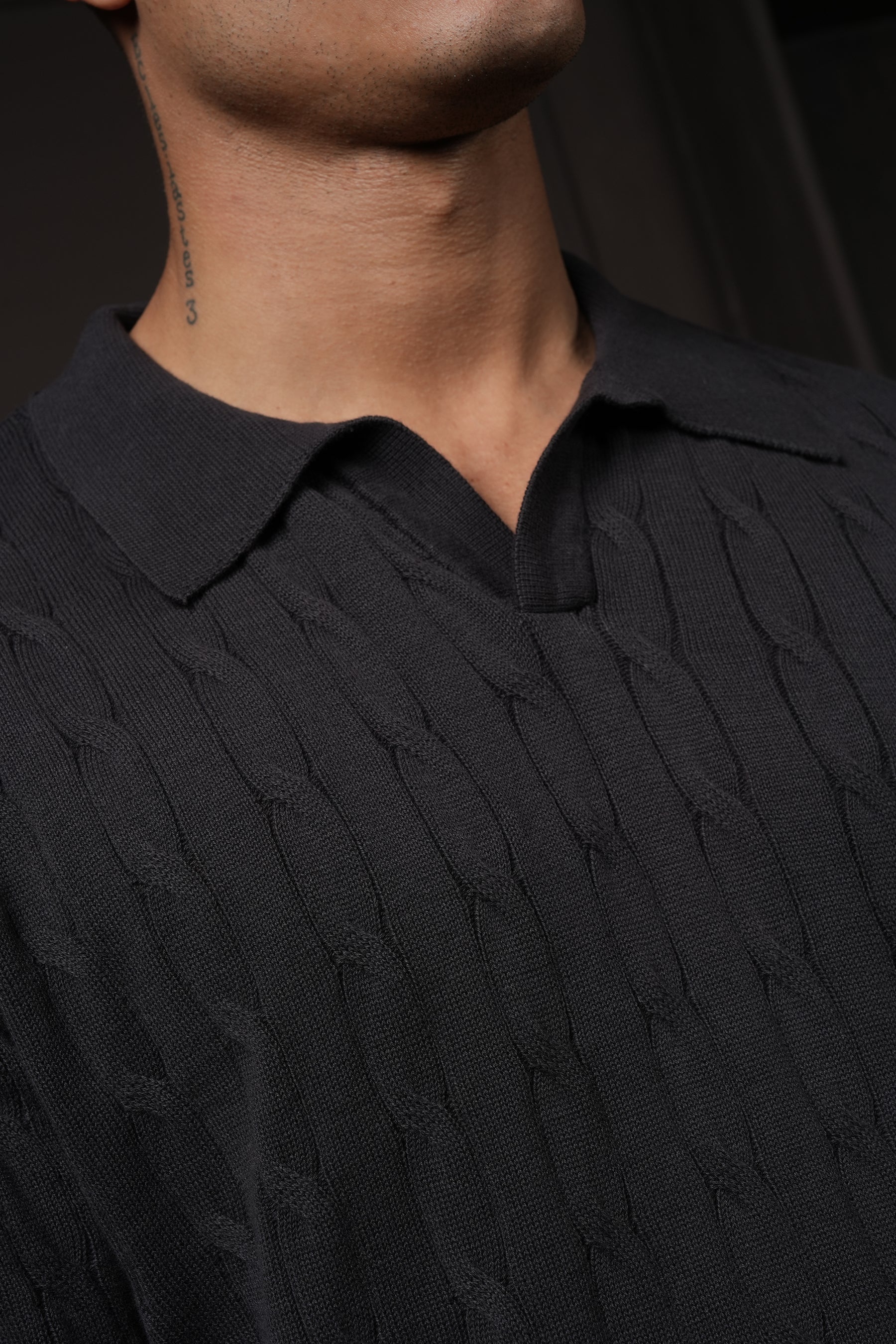 Pristine Cable Knit Polo - Shadow - Image 4