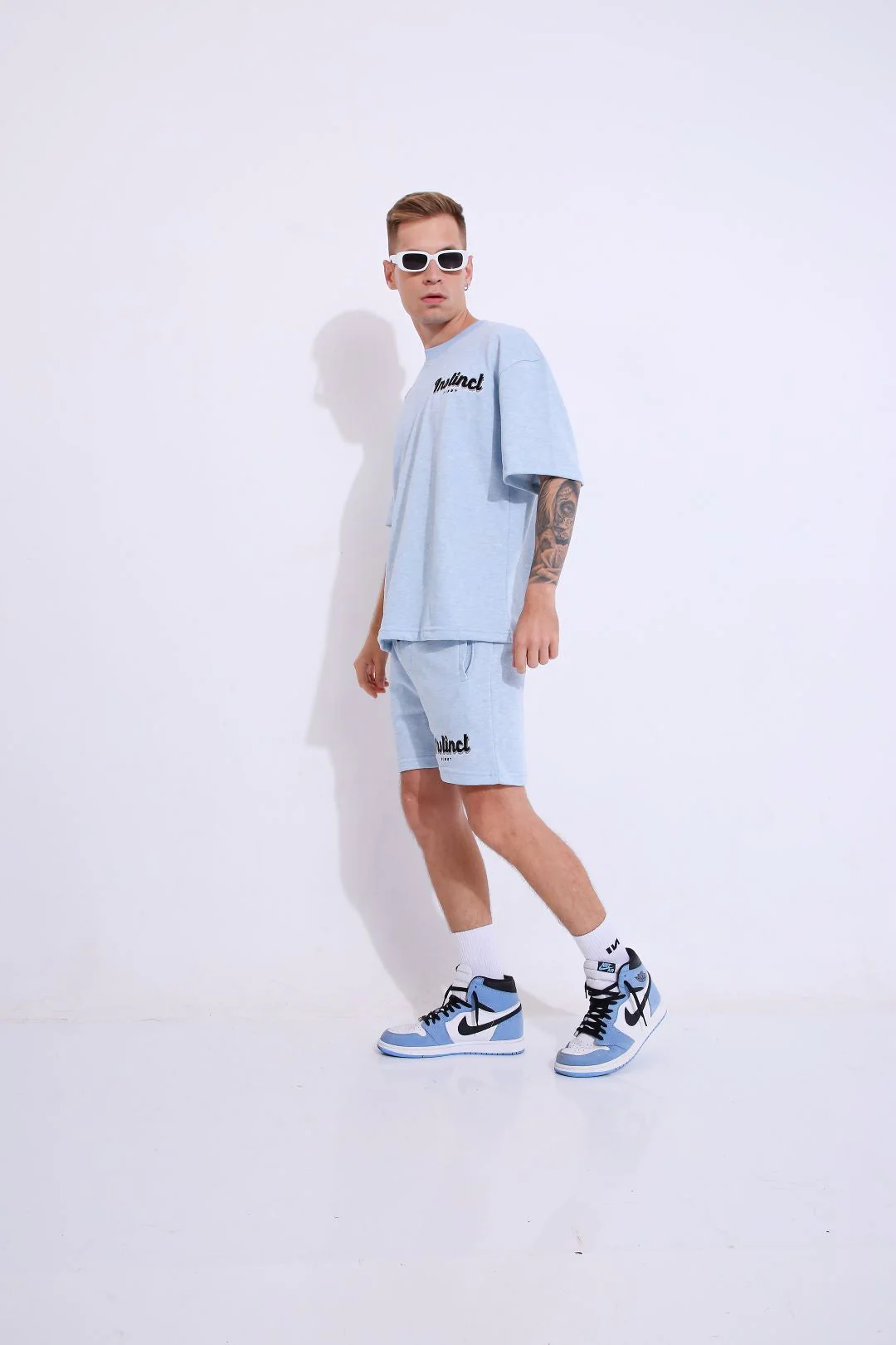 Retro Melange  - Oversized Shorts (Blue) - Image 3