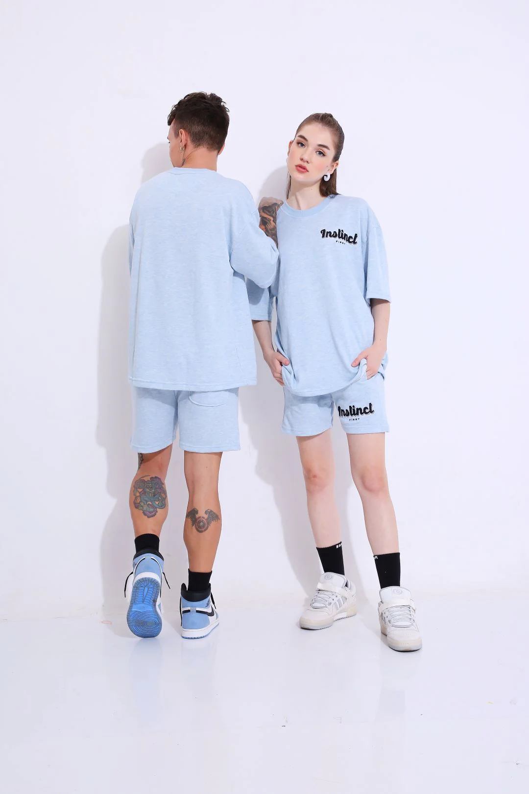 Retro Melange  - Oversized Shorts (Blue) - Image 4
