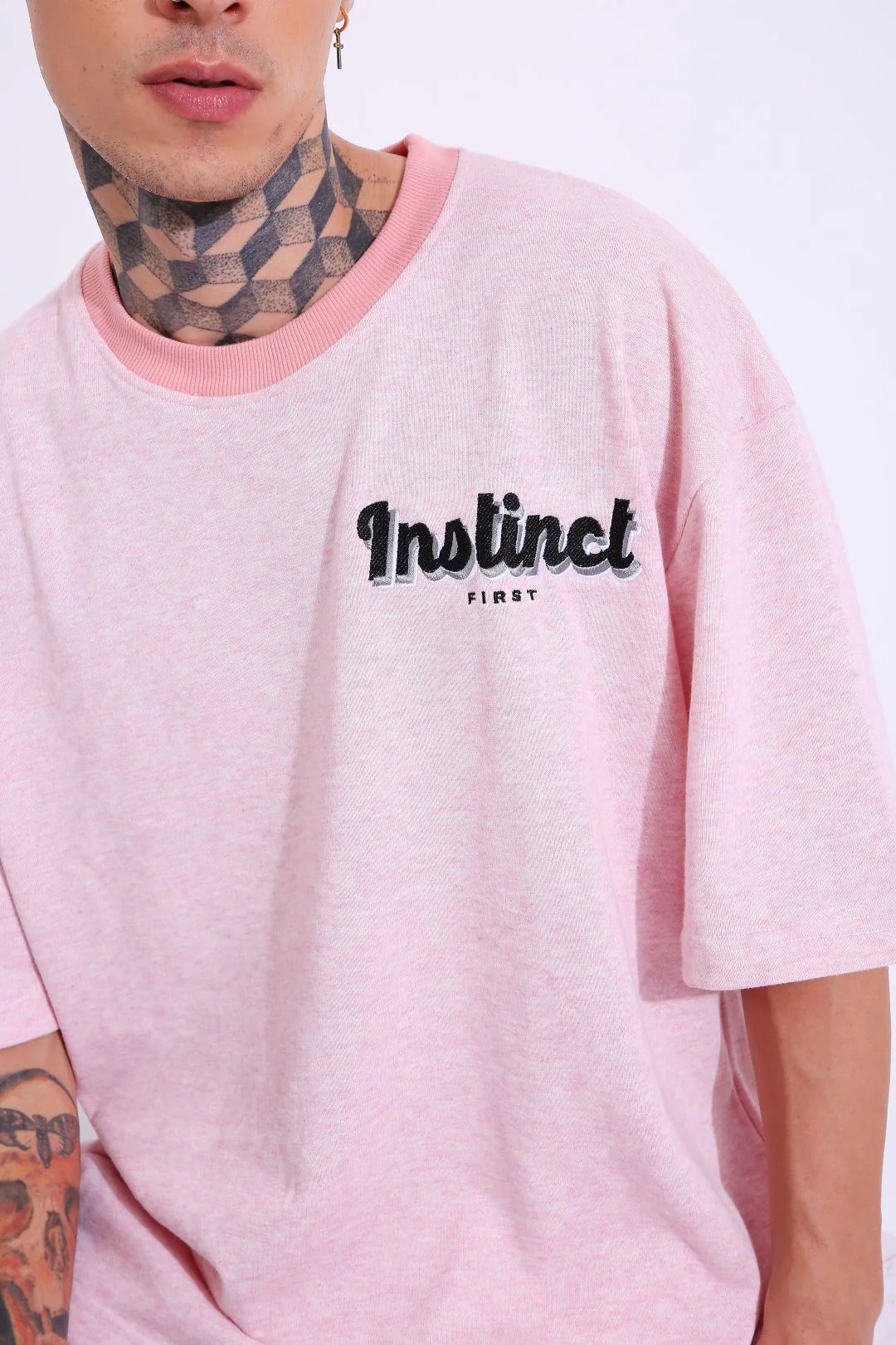 Retro Melange - Oversized T-shirt (Pink) - Image 6