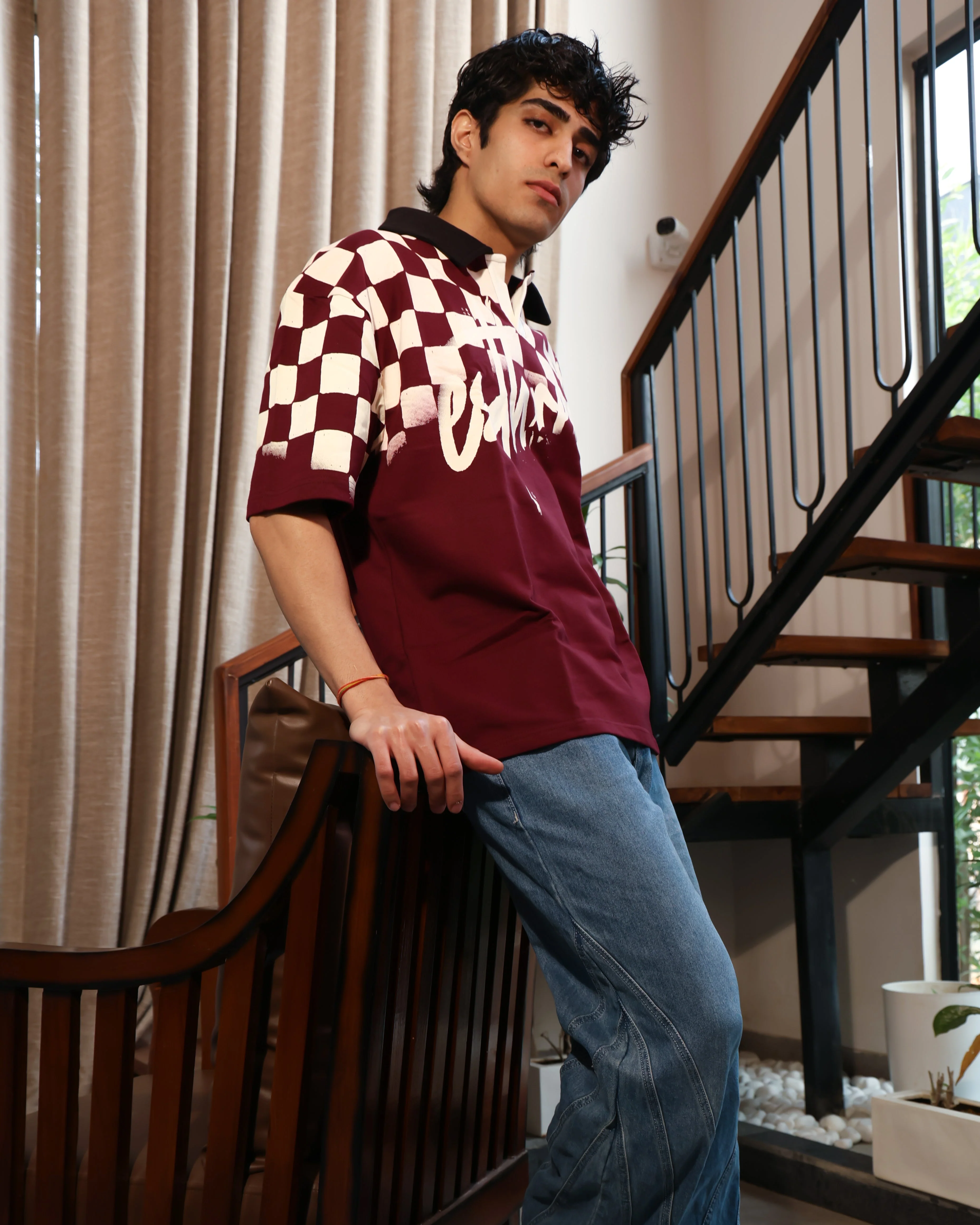 Retro Polo T-shirt | Burgundy - Image 3