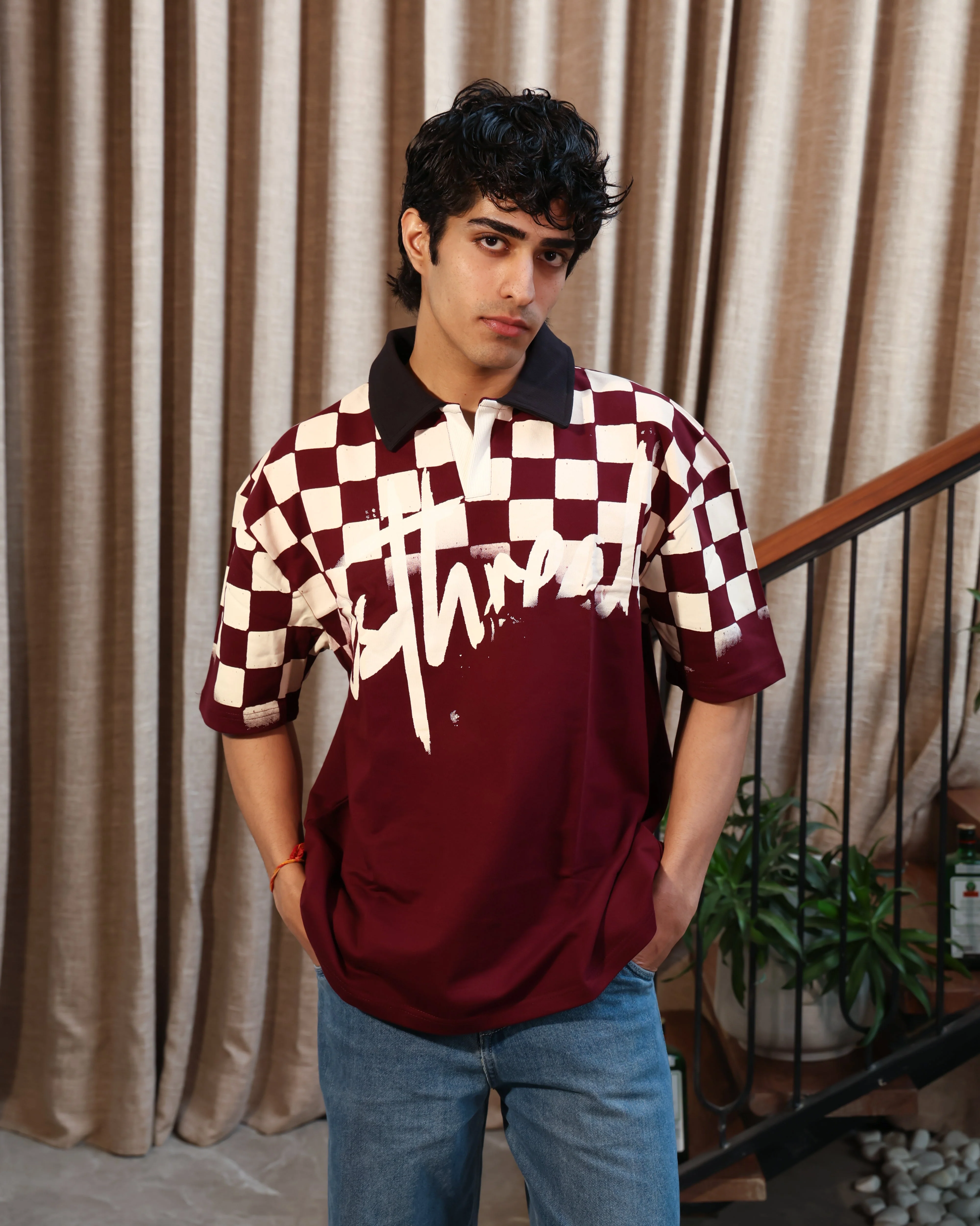 Retro Polo T-shirt | Burgundy - Image 4