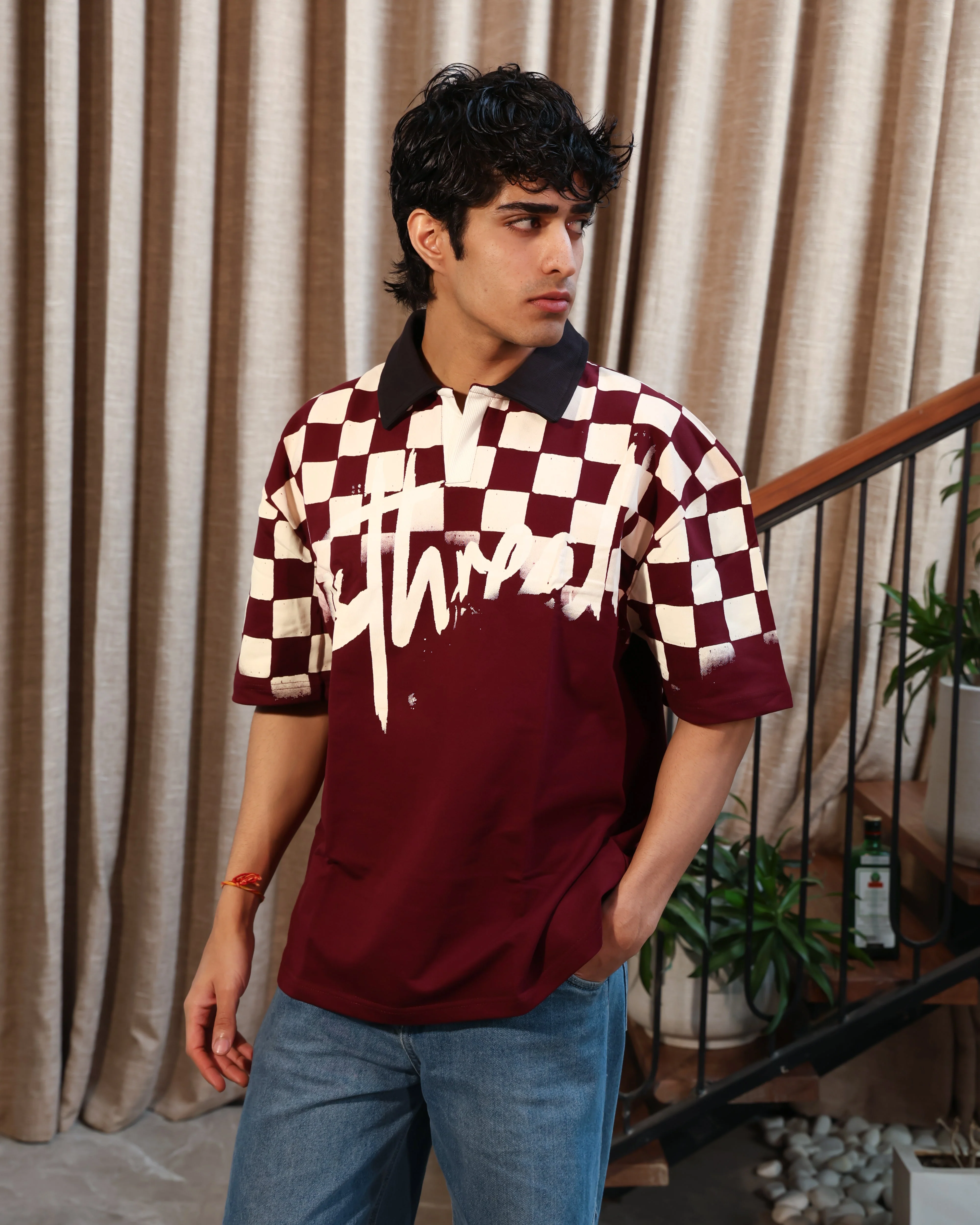 Retro Polo T-shirt | Burgundy - Image 5