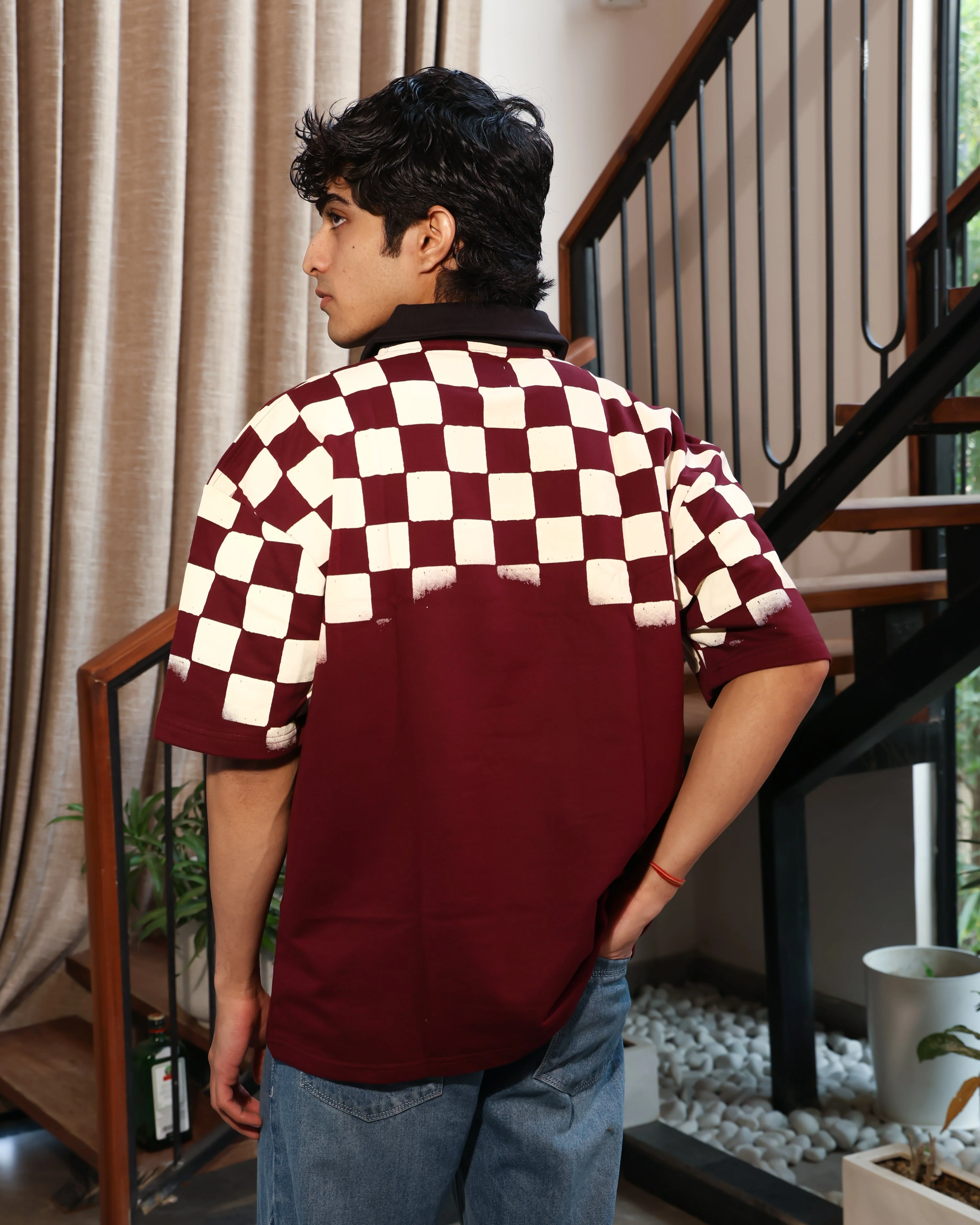 Retro Polo T-shirt | Burgundy - Image 7