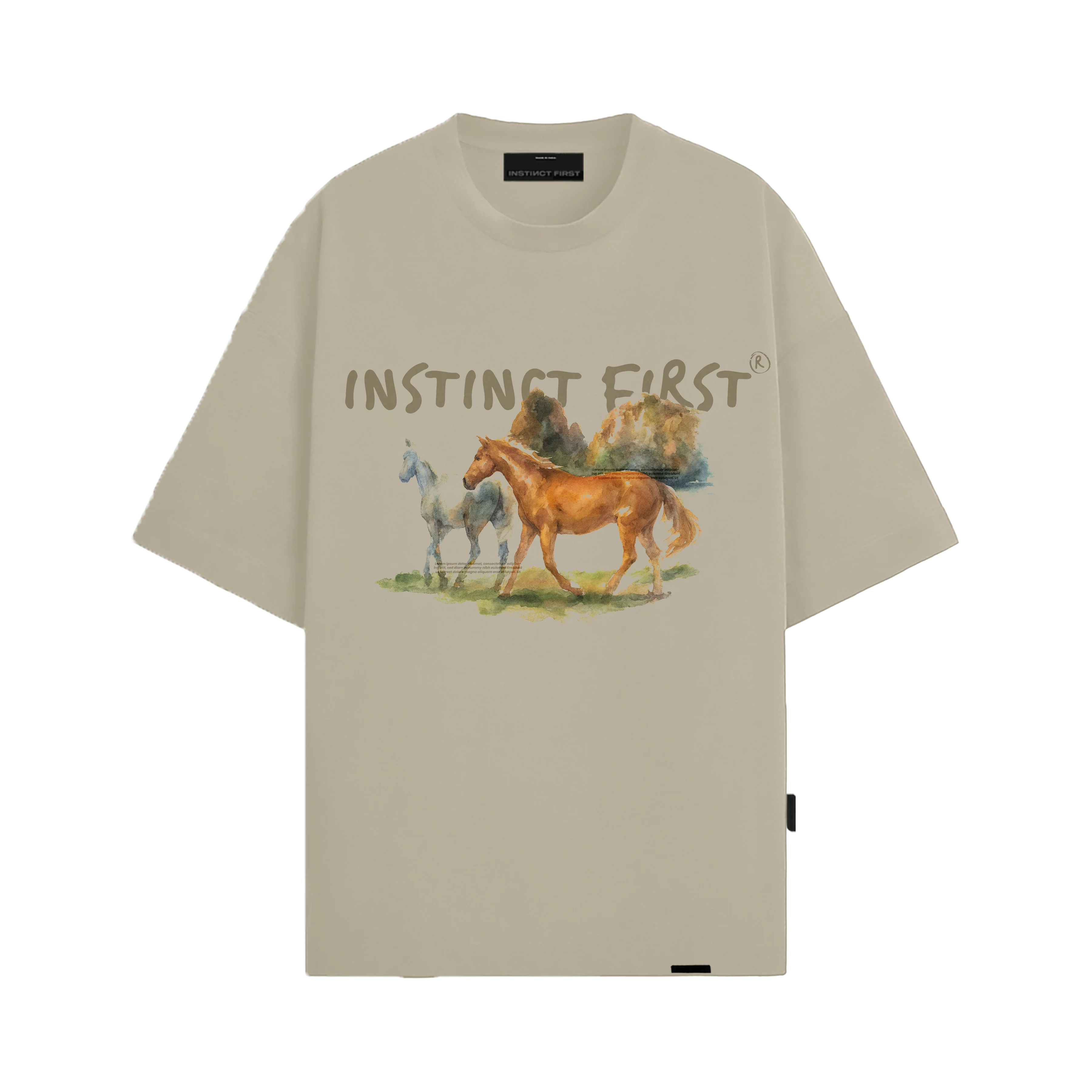 Ride on Instincts - Oversized T-shirt (Stone Grey)