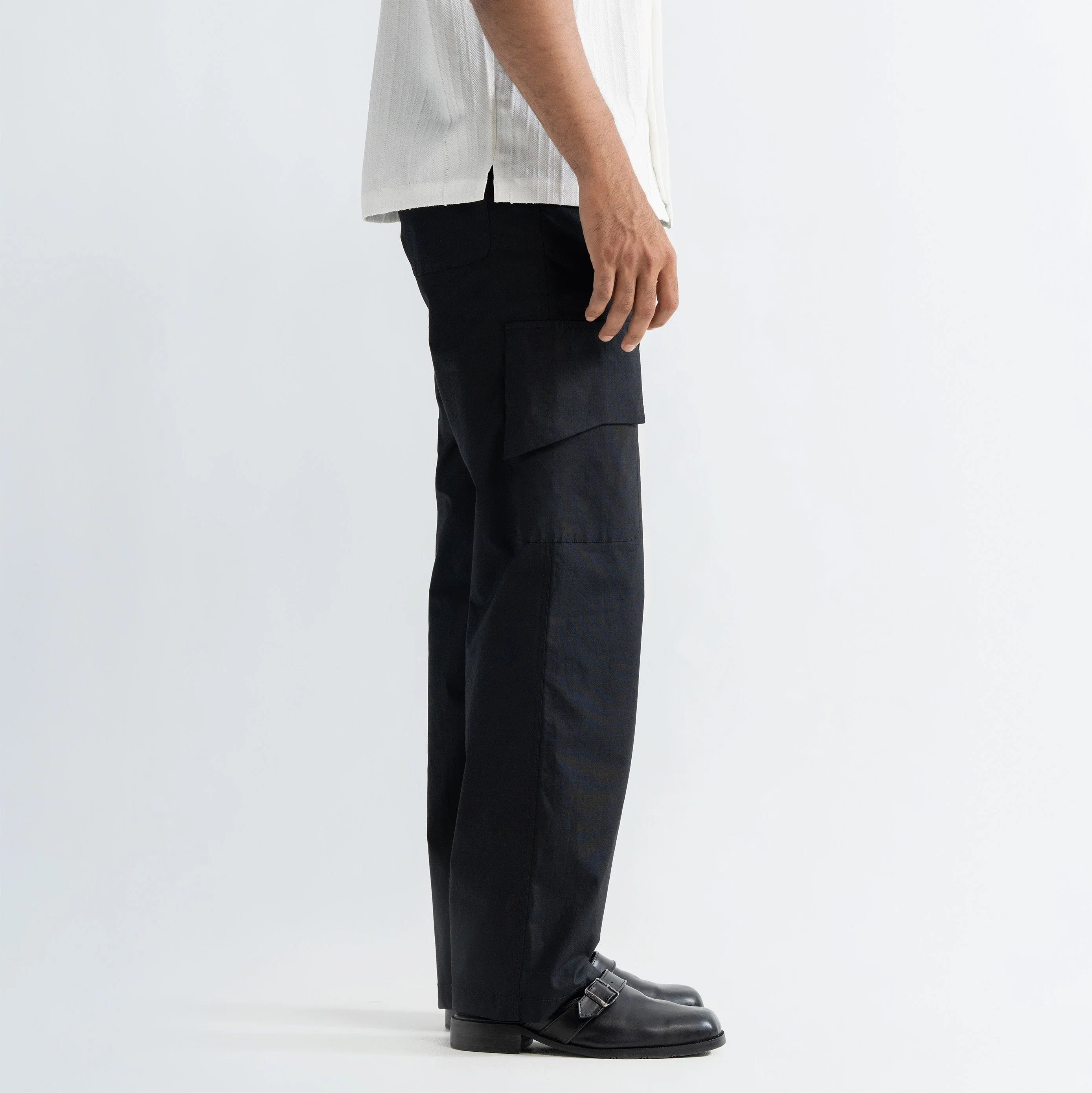 RIPSTOP CARGO PANTS - BLACK - Image 3