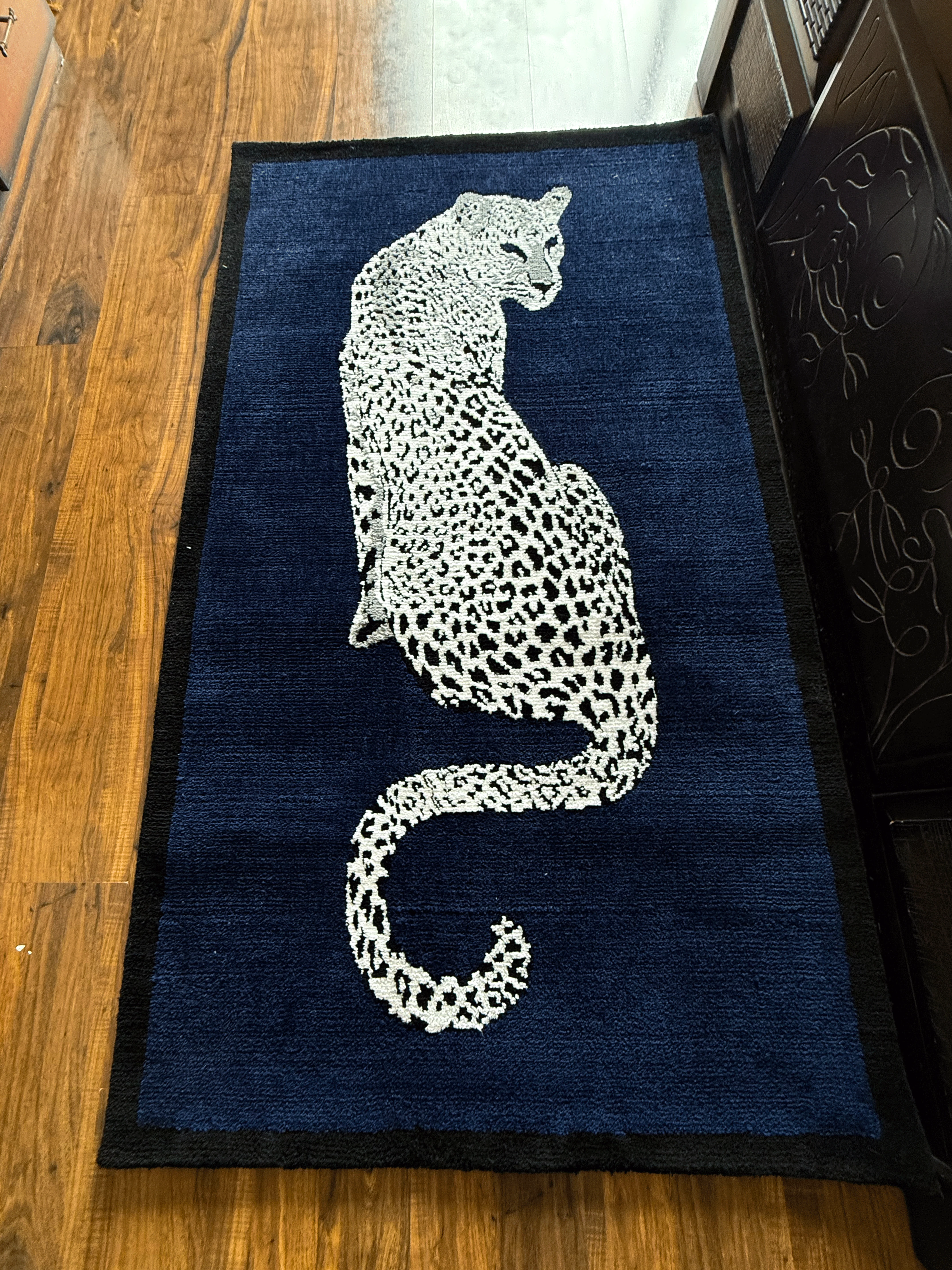 Royal White cheetah Machine Made Custom Rug - Image 4