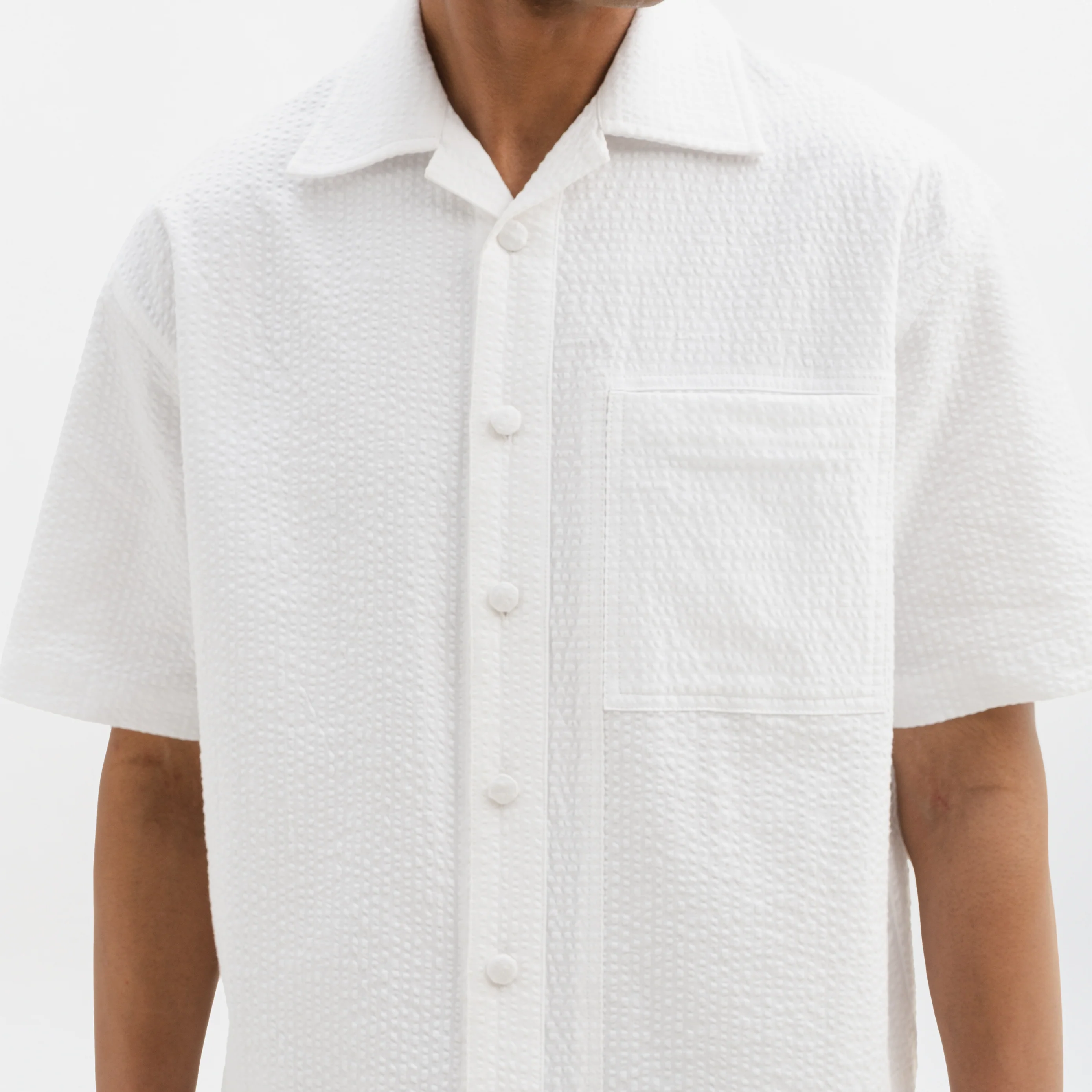 SEER SUCKER CUBAN SHIRT - WHITE - Image 5
