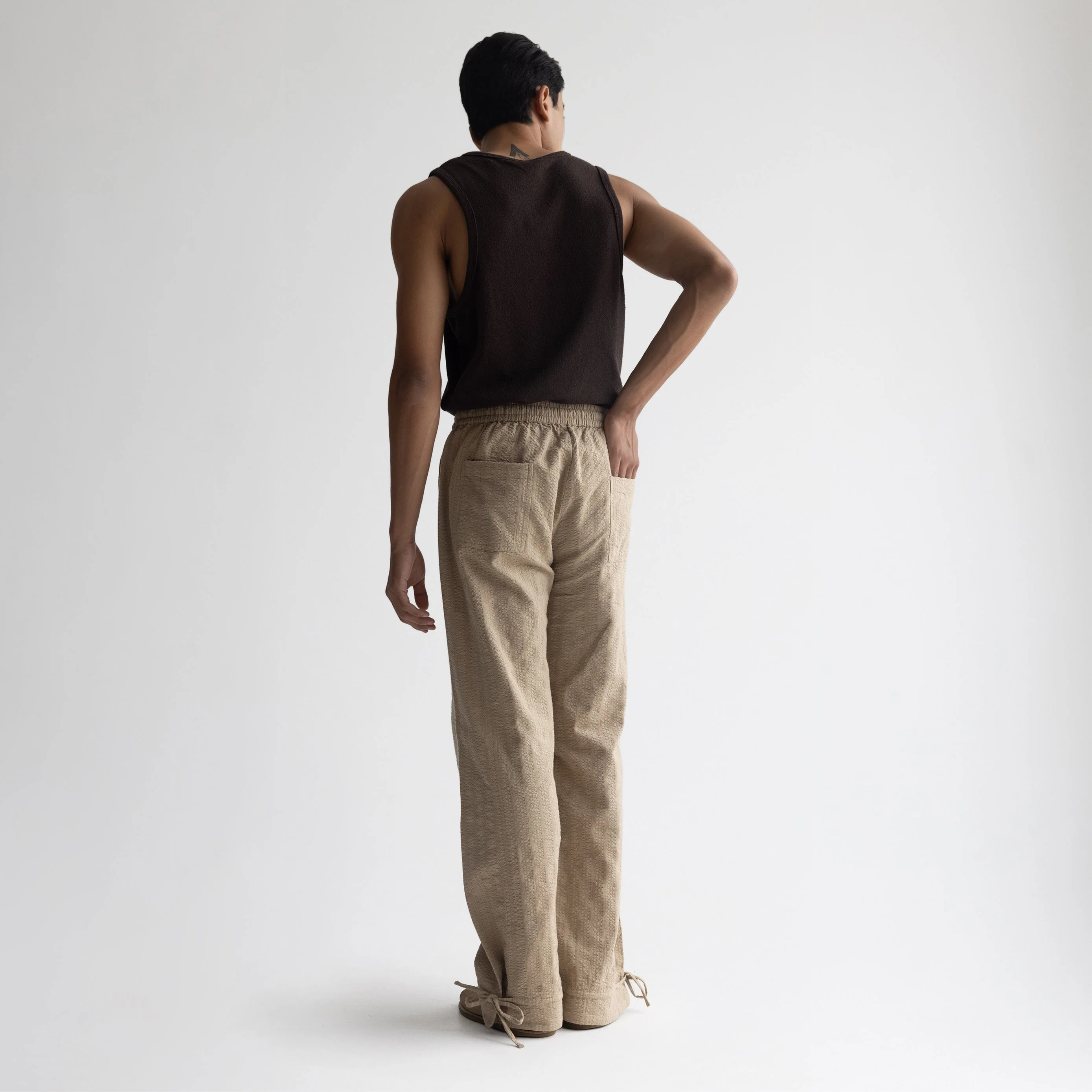 SEER SUCKER PYJAMA - KHAKI - Image 3